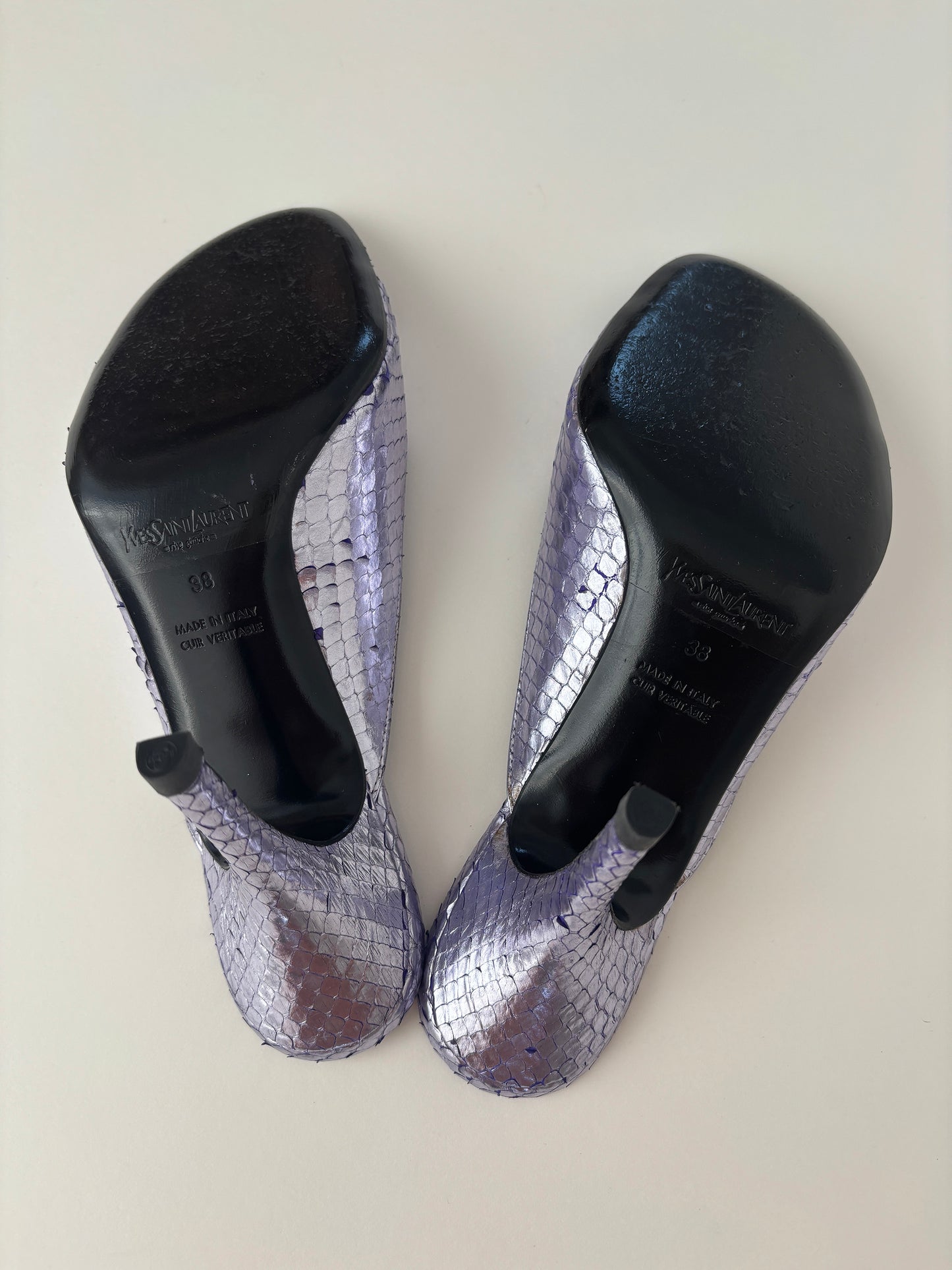 YSL by Tom Ford 2000s metallic lilac python heels (EU 38 / US 7.5)