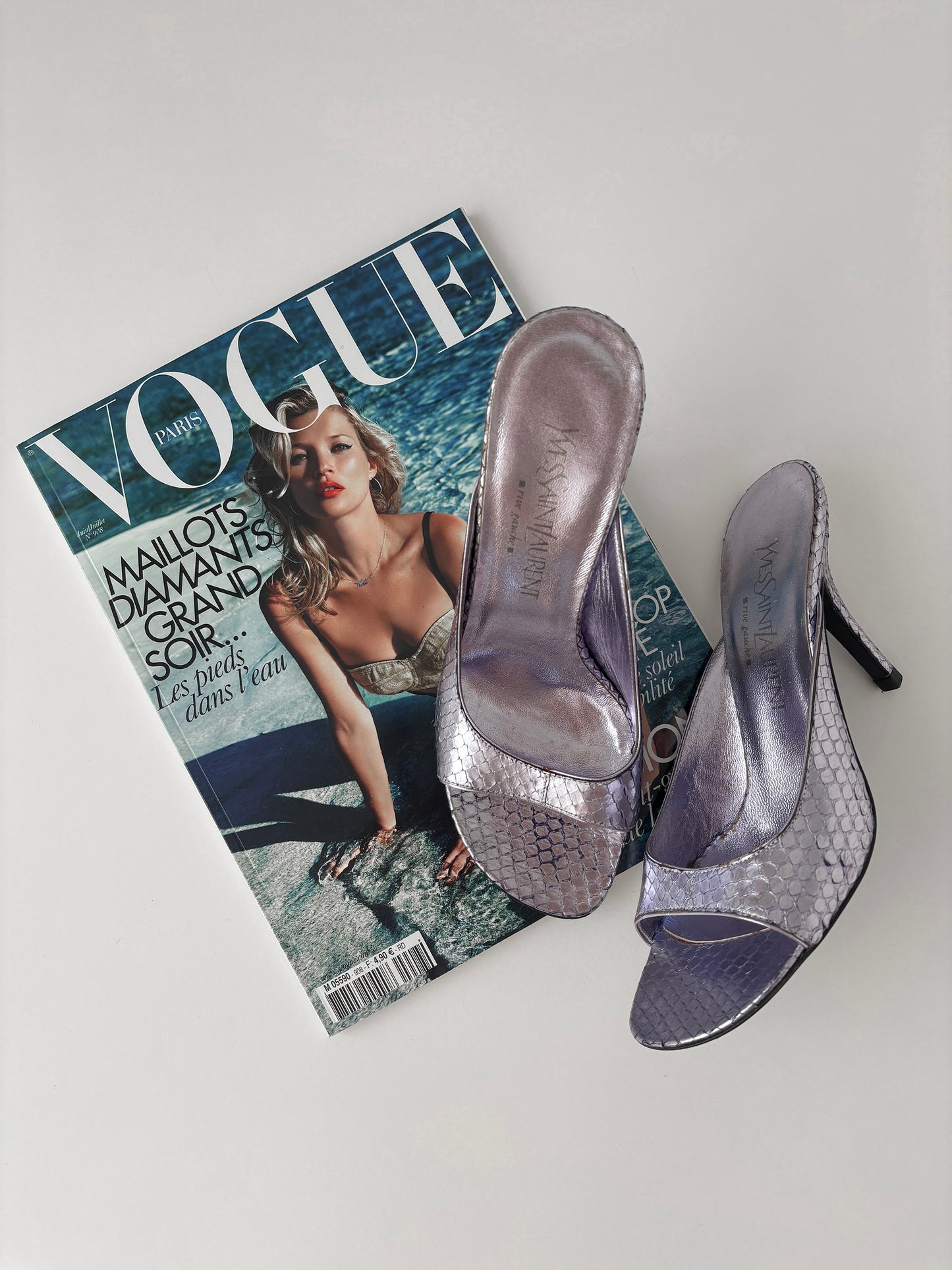 YSL by Tom Ford 2000s metallic lilac python heels (EU 38 / US 7.5)
