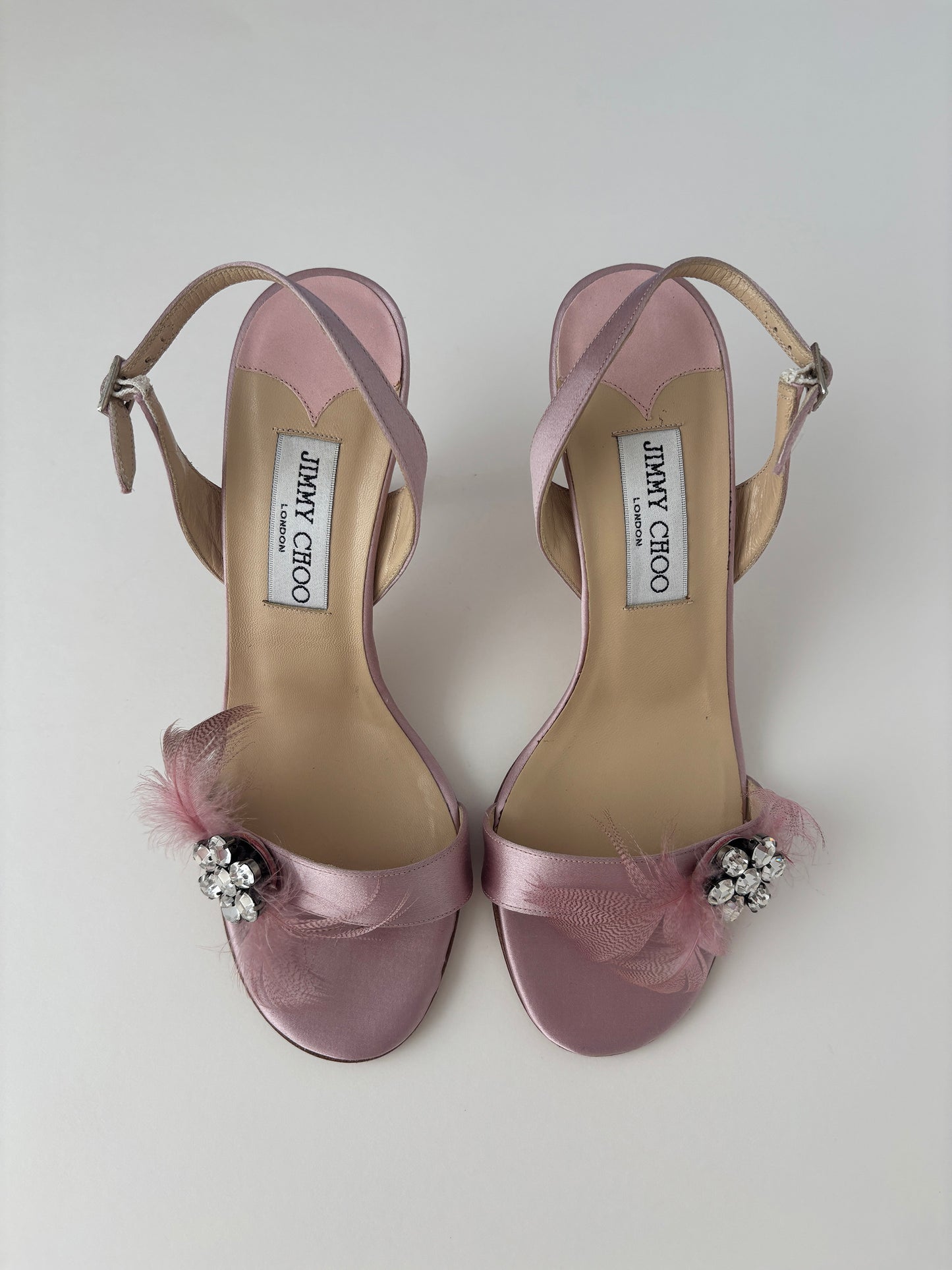 Jimmy Choo 2000s pink satin jewelry heels (EU 37,5 / US 7)