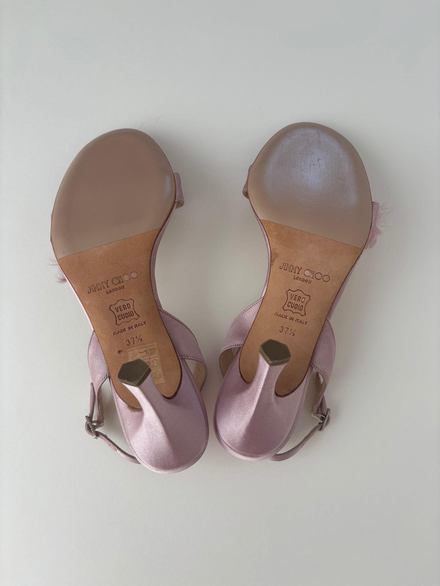 Jimmy Choo 2000s pink satin jewelry heels (EU 37,5 / US 7)