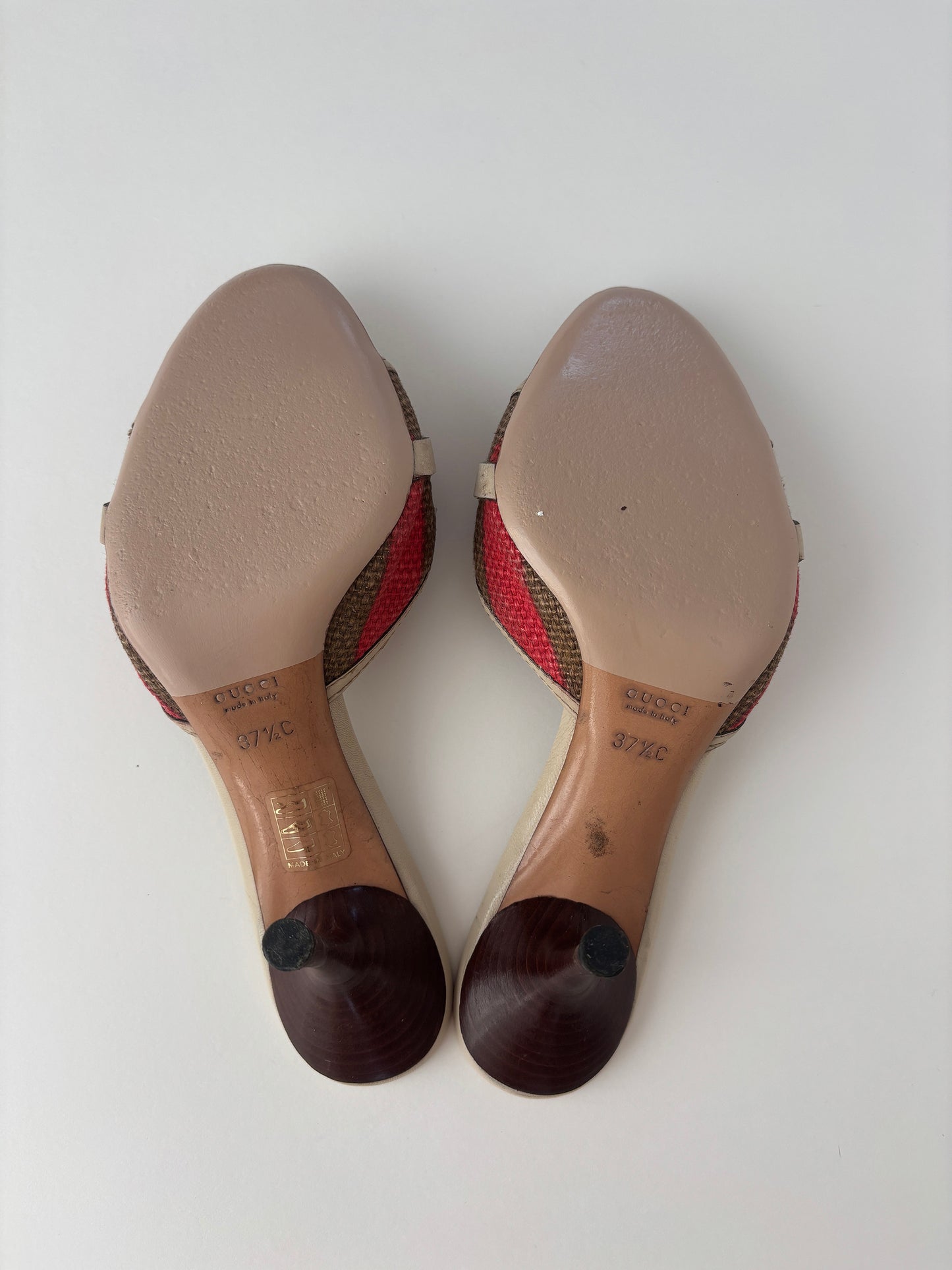 Gucci by Tom Ford 2000s iconic beige stripes bamboo horsebit heels (EU 37,5 / US 7)