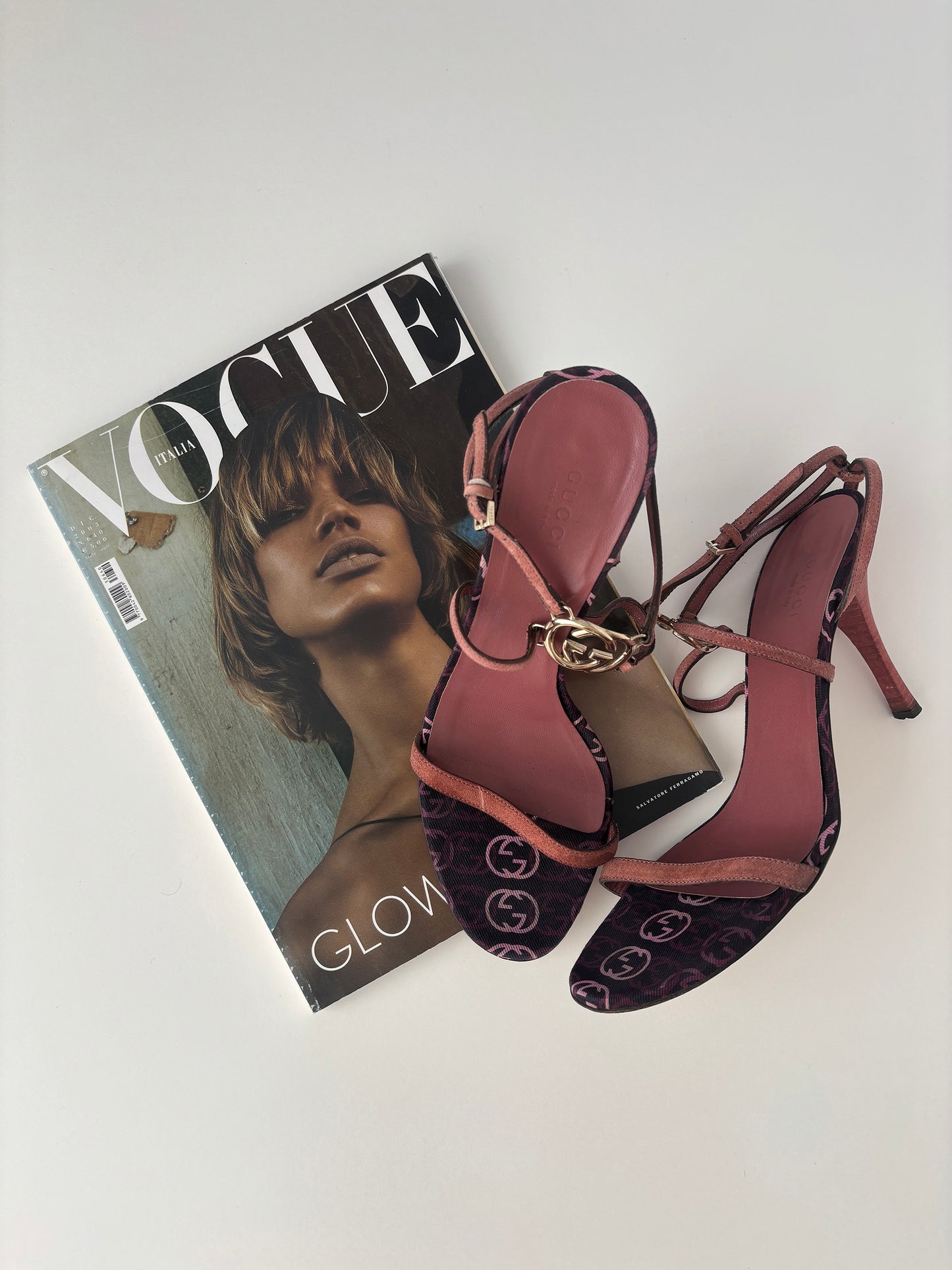 Gucci by Tom Ford 2000s pink interlocking GG sandal heels (EU 38 / US 7.5)