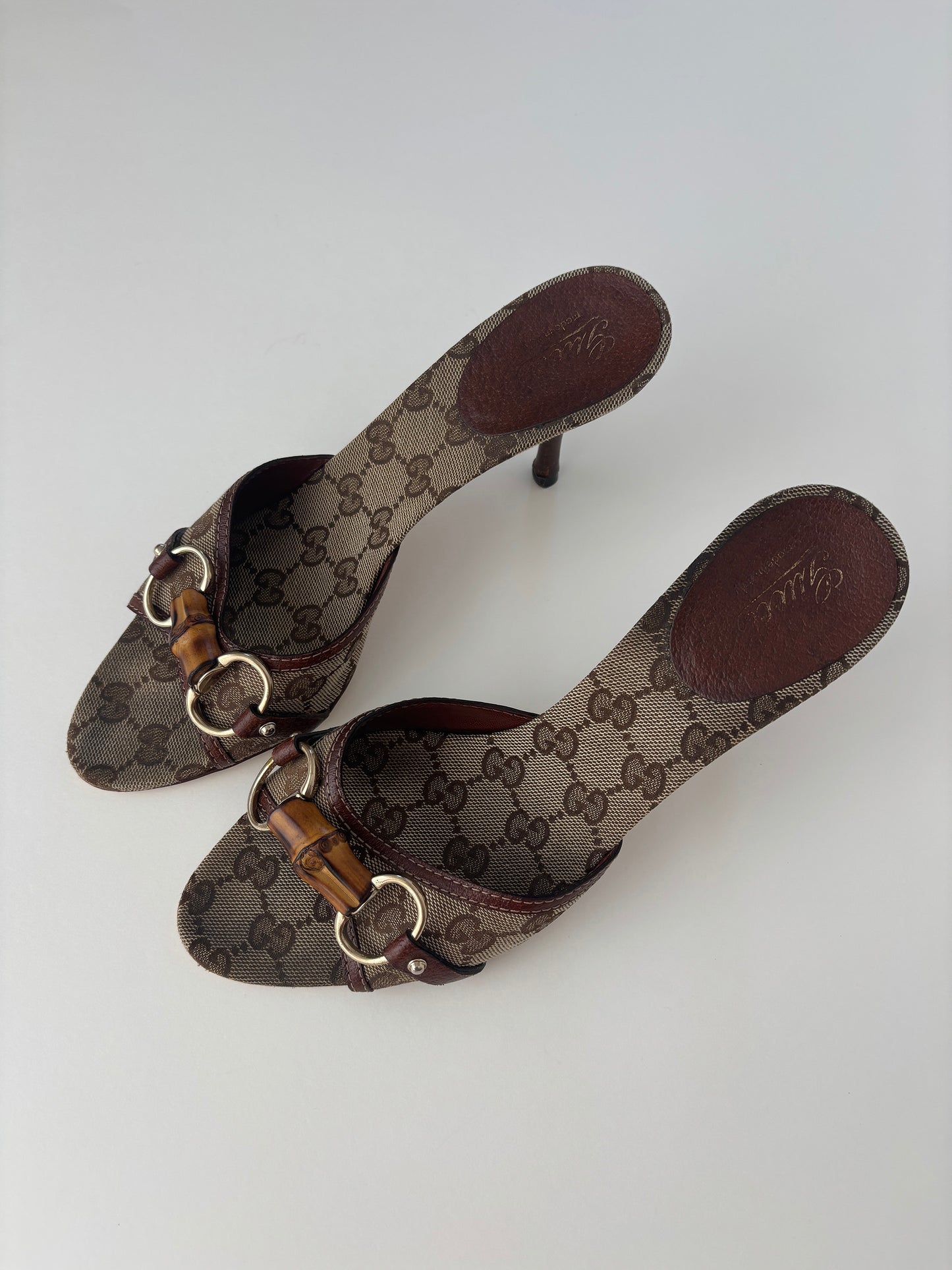 Gucci by Tom Ford 2000s iconic brown monogram bamboo horsebit heels (EU 38,5 / US 8) (Kopie)