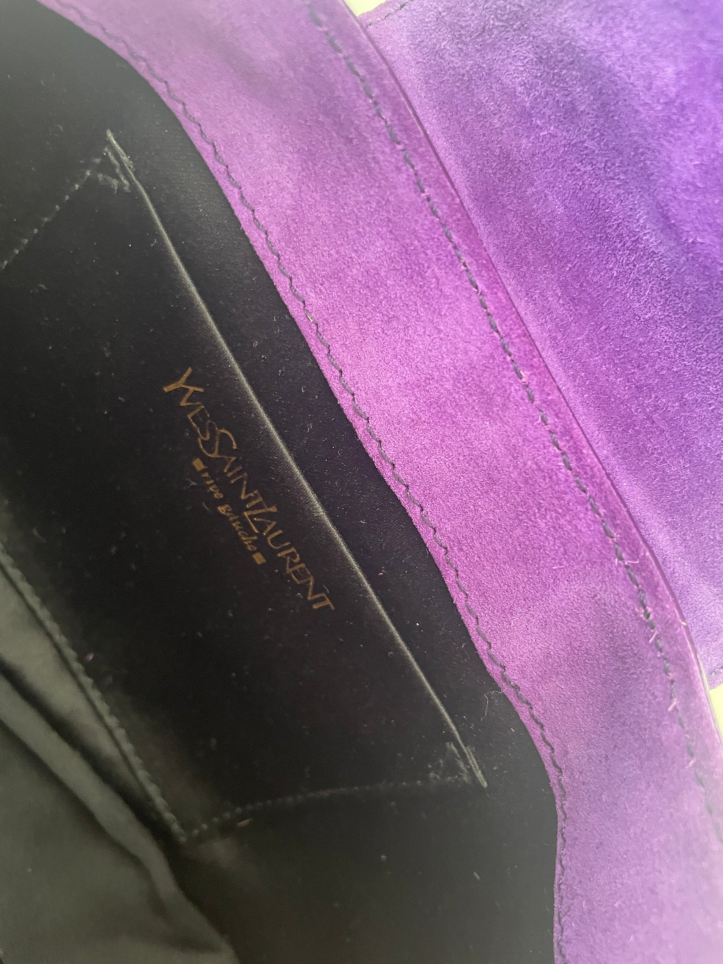 YSL by Tom Ford purple patent leather O-ring baguette bag UNWORN