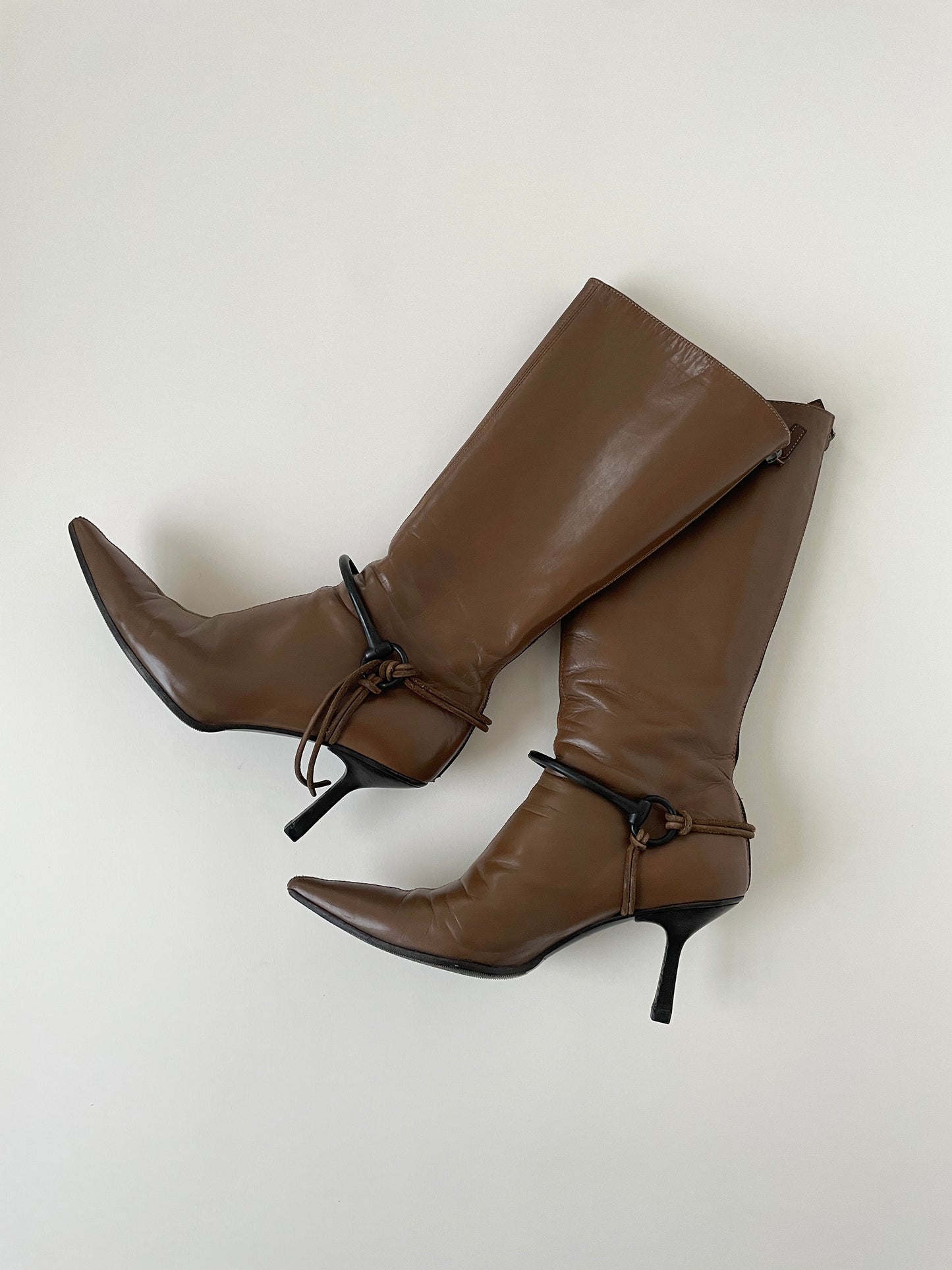 Vintage Gucci by Tom Ford iconic 1990s tan horsebit boots