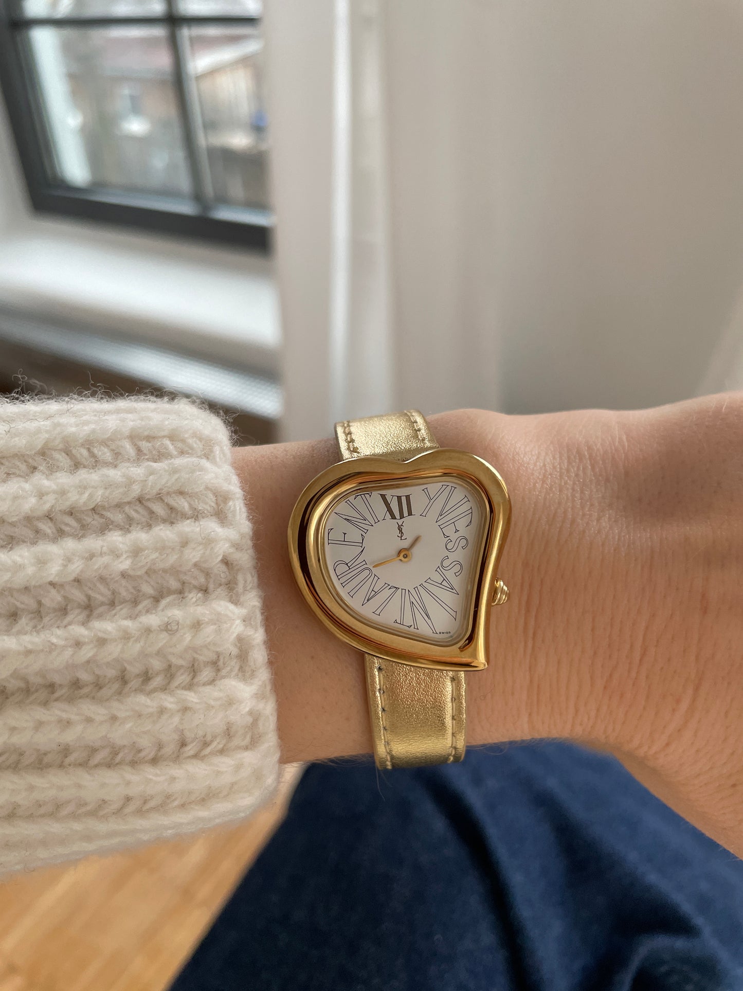 Vintage YSL 1990s iconic gold pleated heart watch