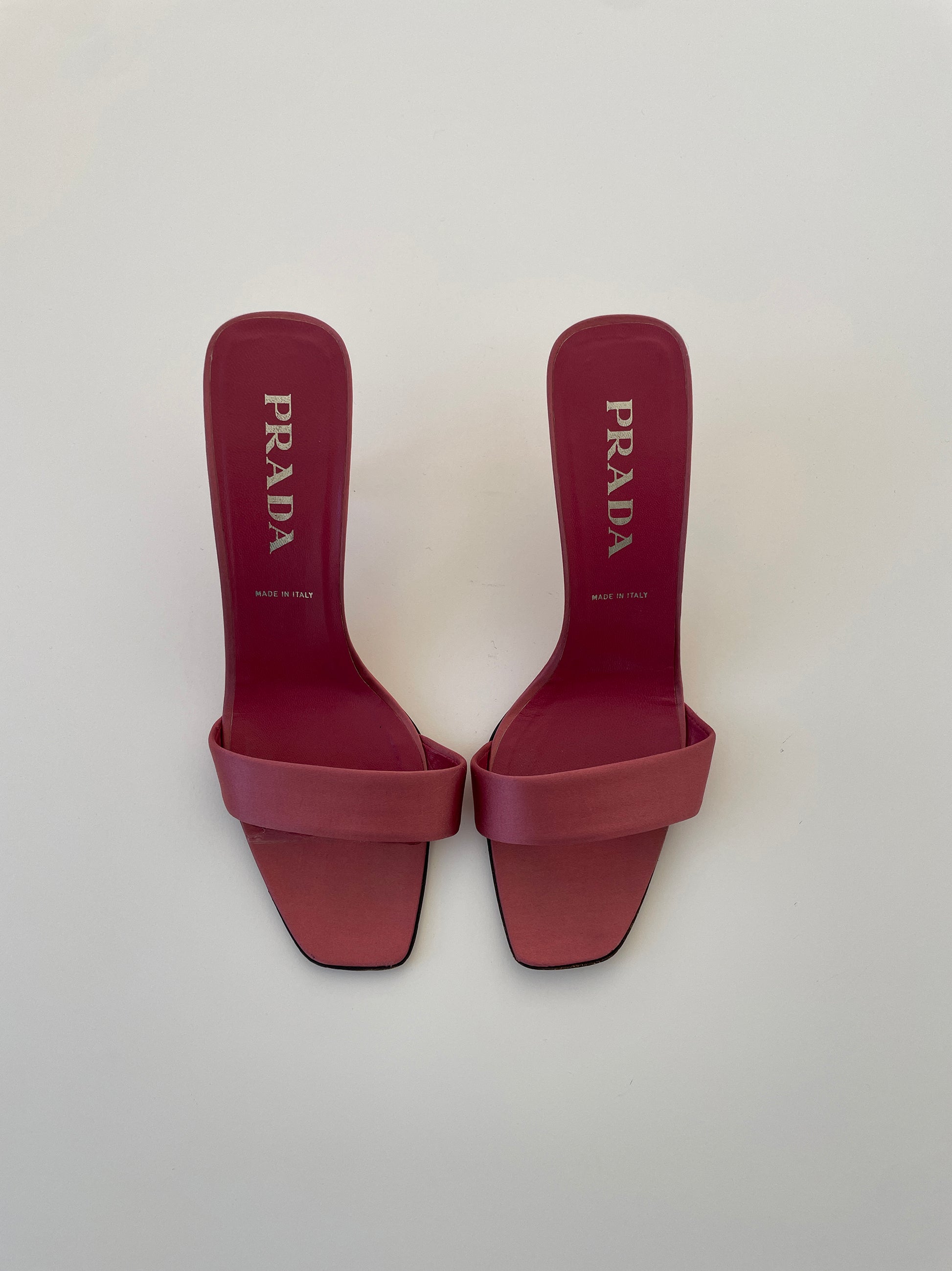 Vintage Prada 1990s &nbsp;minimalistic silk sandal heels