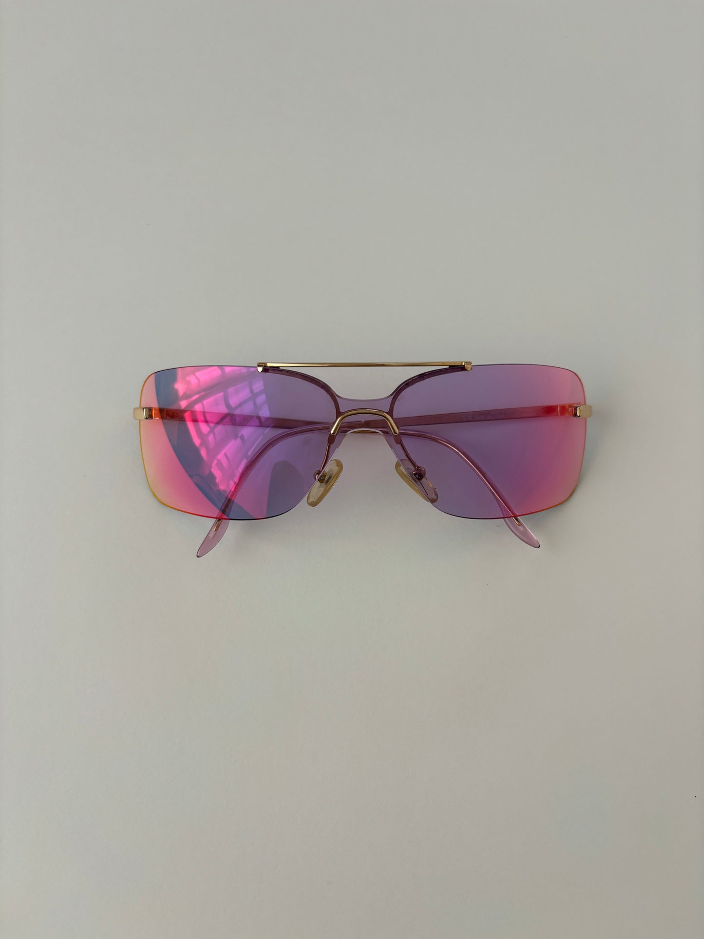 Dior by Galliano 2000s iridiscent pink shield sunglasses Mini Motard