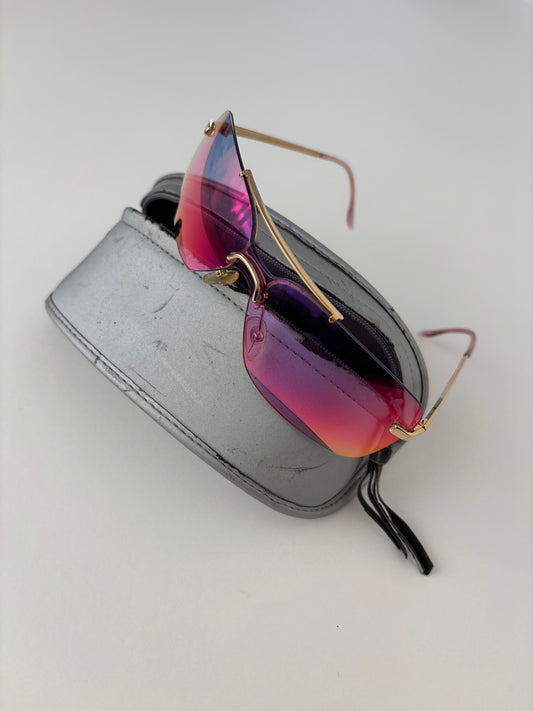 Dior by Galliano 2000s iridiscent pink shield sunglasses Mini Motard