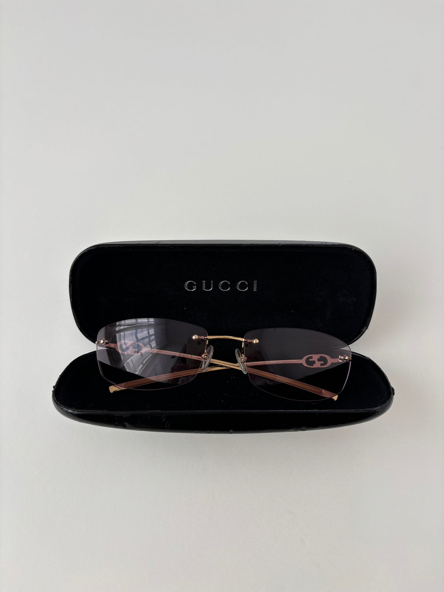 Gucci by Tom Ford 1990s pink frameless shield sunglasses