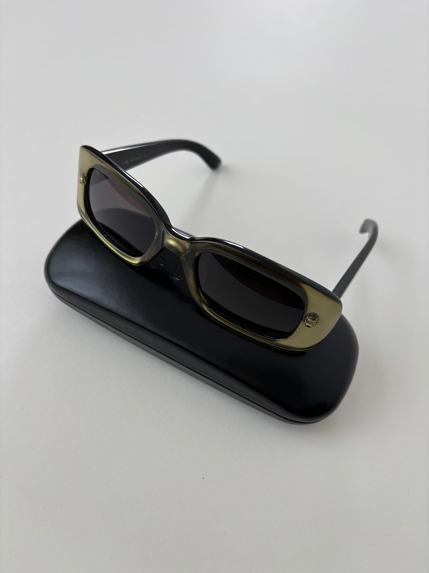 Gucci by Tom Ford 1990s shiny olive slim sunglasses