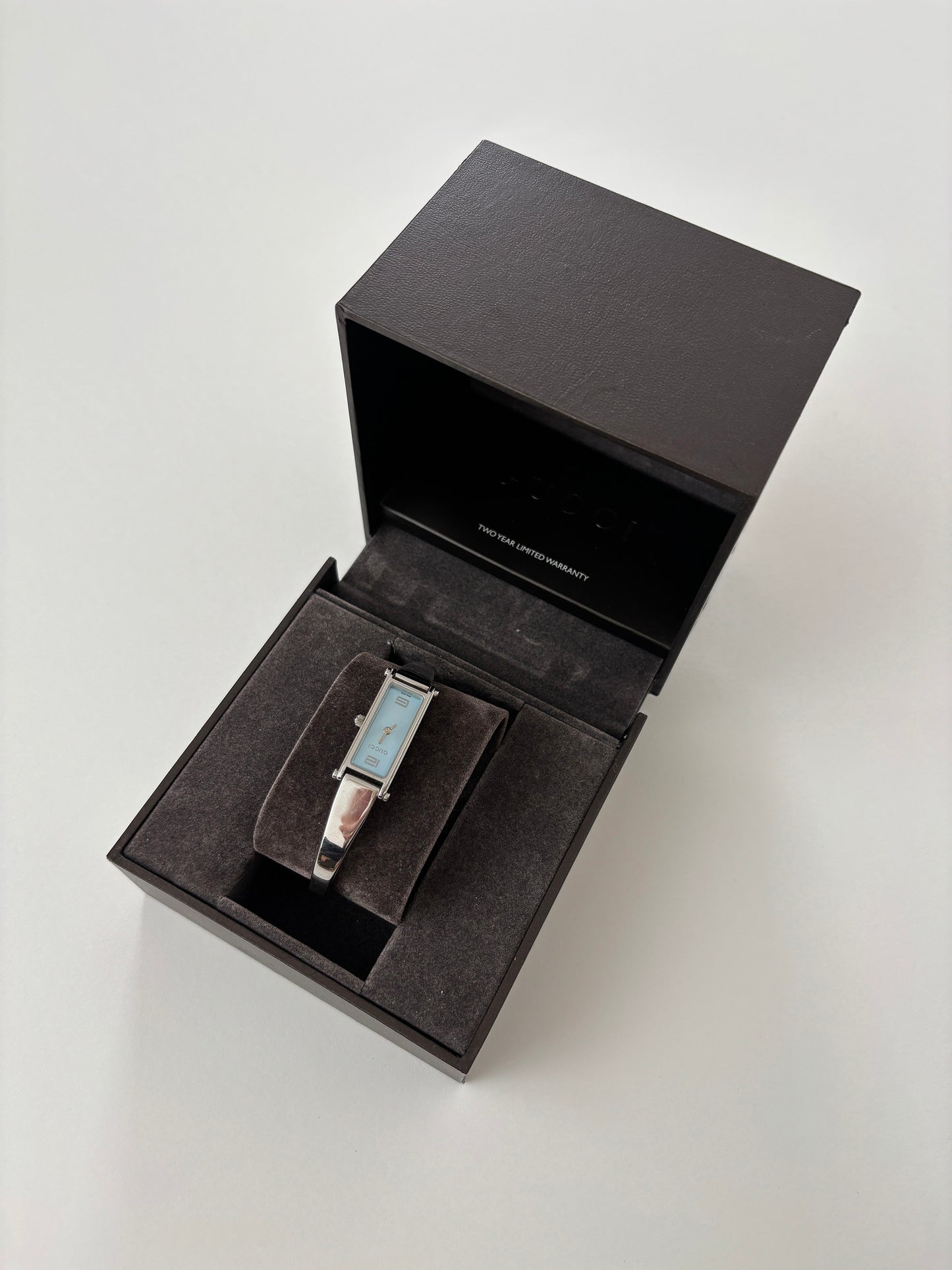 Gucci by Tom Ford 2000s 1500L baby blue silver bangle watch