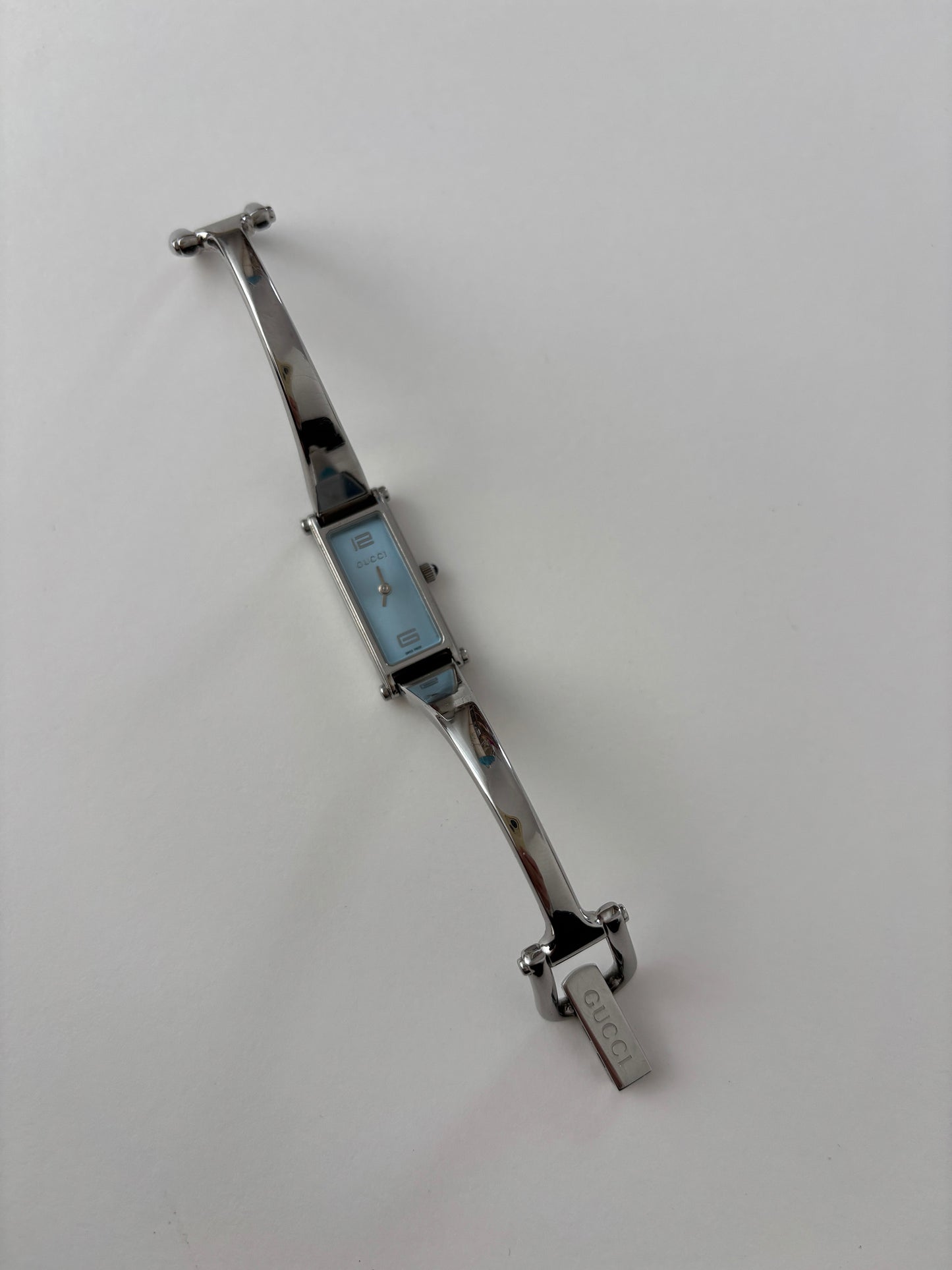 Gucci by Tom Ford 2000s 1500L baby blue silver bangle watch