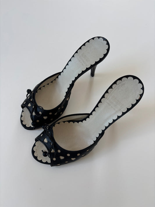 Moschino 2000s black heart dot bow heels (EU 38 / US 7.5)