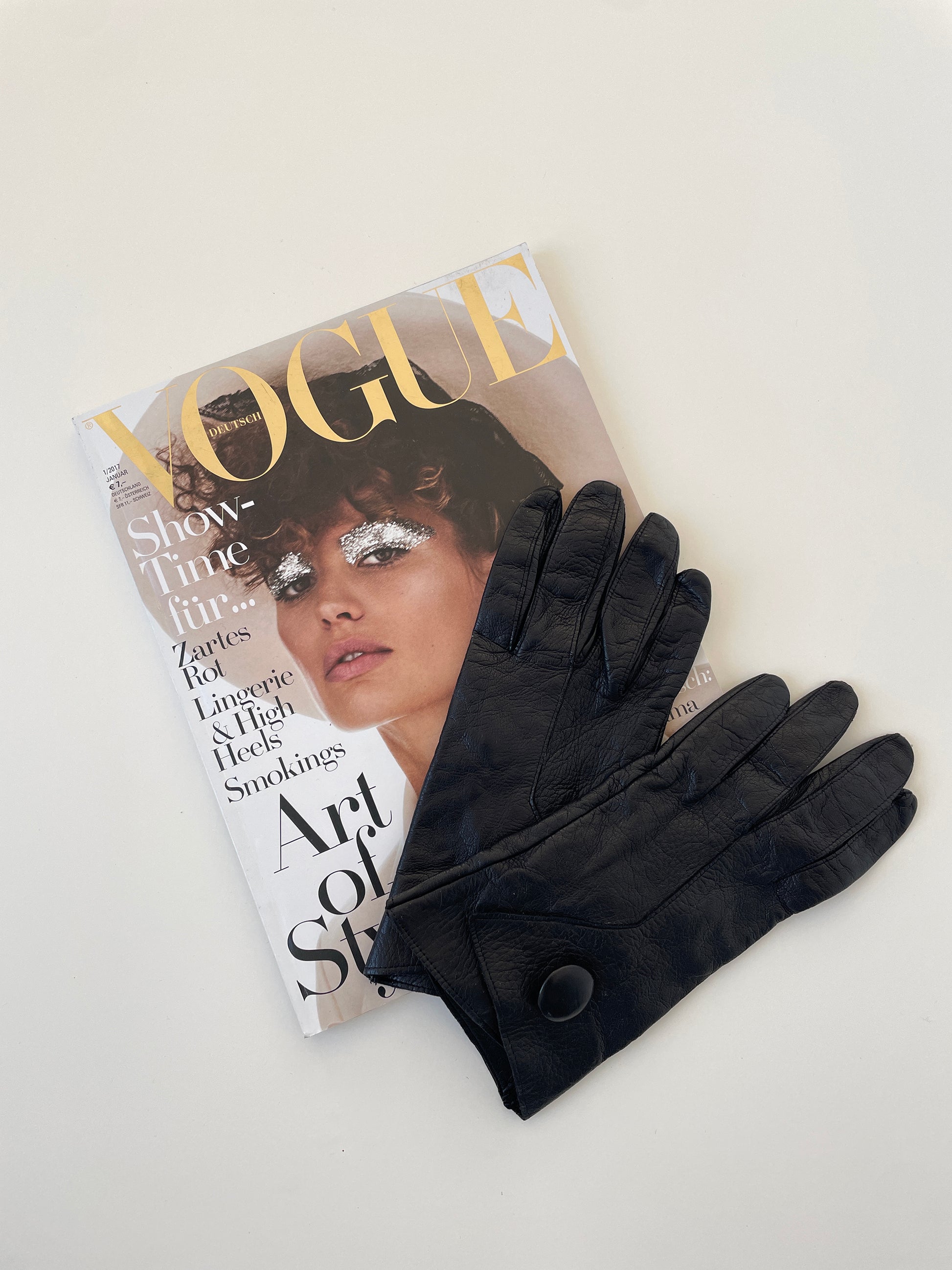 YSL vintage 1980s black leather gloves