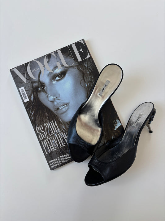Miu Miu 2000s black jewelry kitten heels  (EU 37,5 / US 7)
