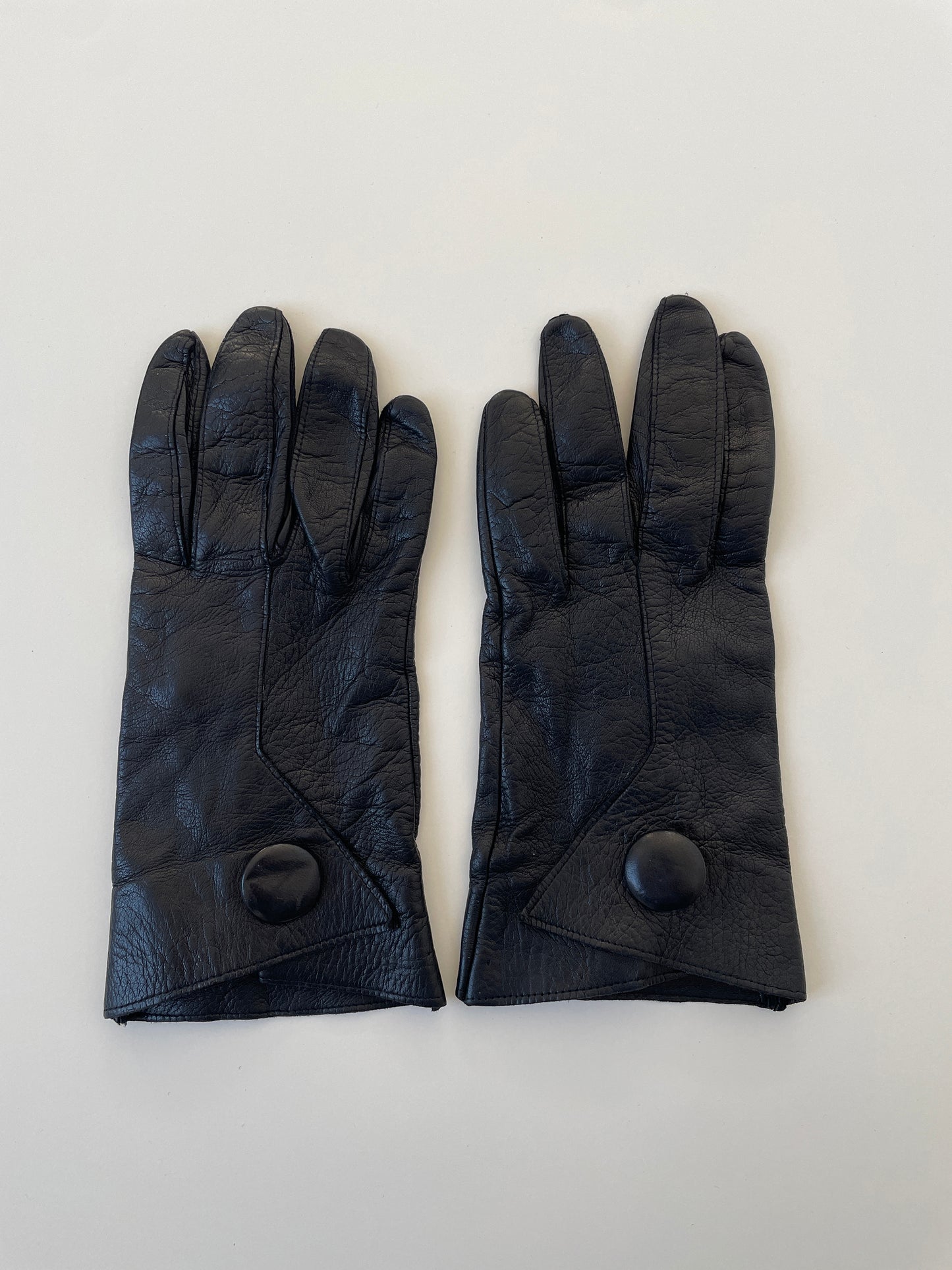 YSL 1980s black leather gloves Size S-M