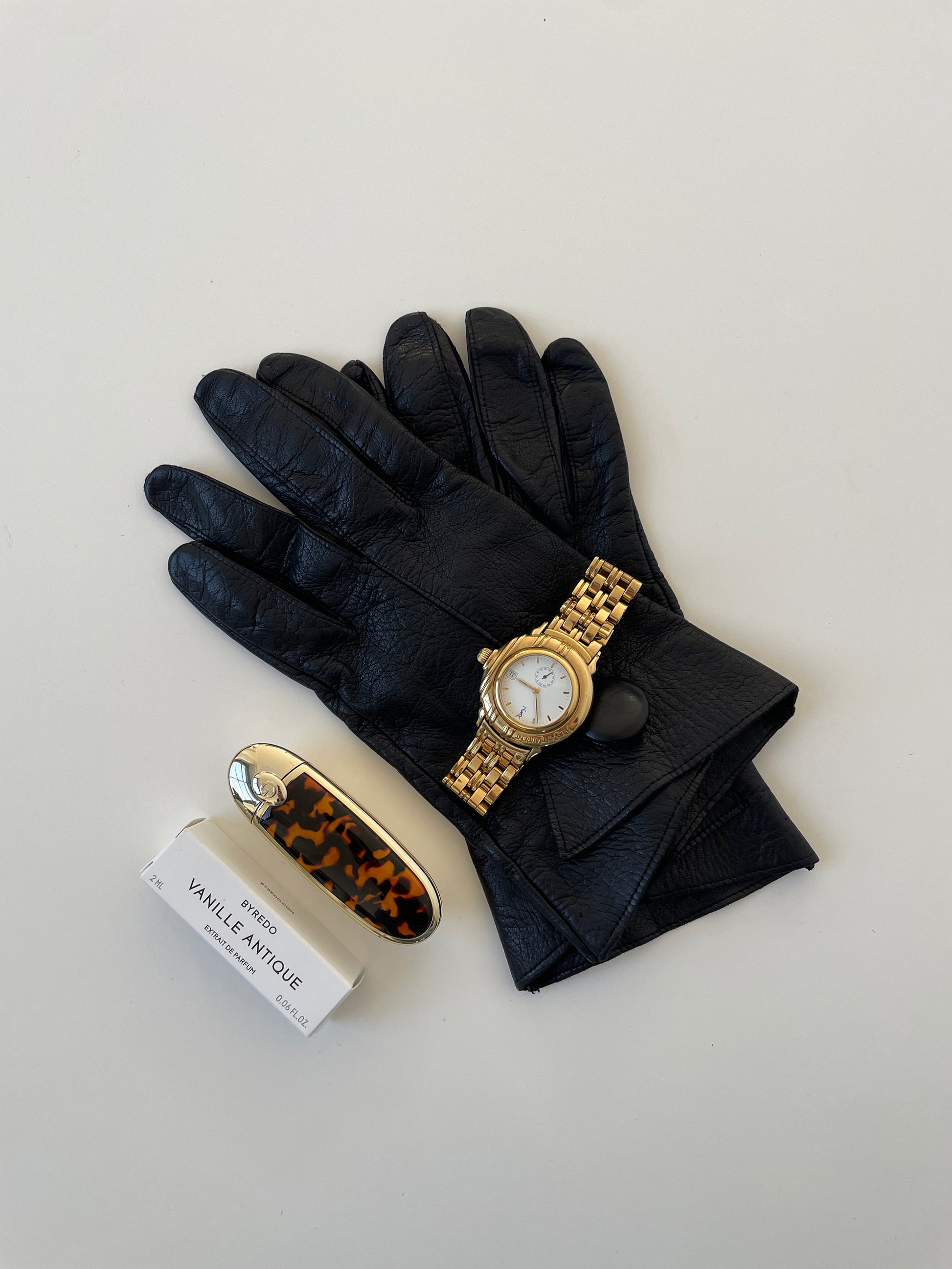 YSL vintage 1980s black leather gloves