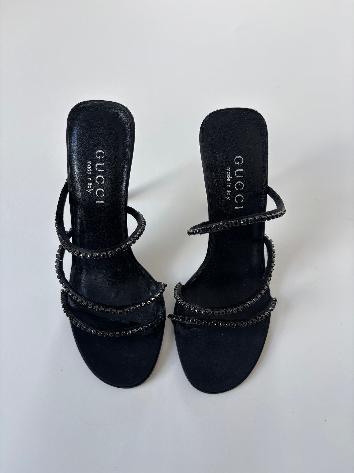 Gucci by Tom Ford 1990s black rhinestone strappy heels (EU 36 / US 5.5)