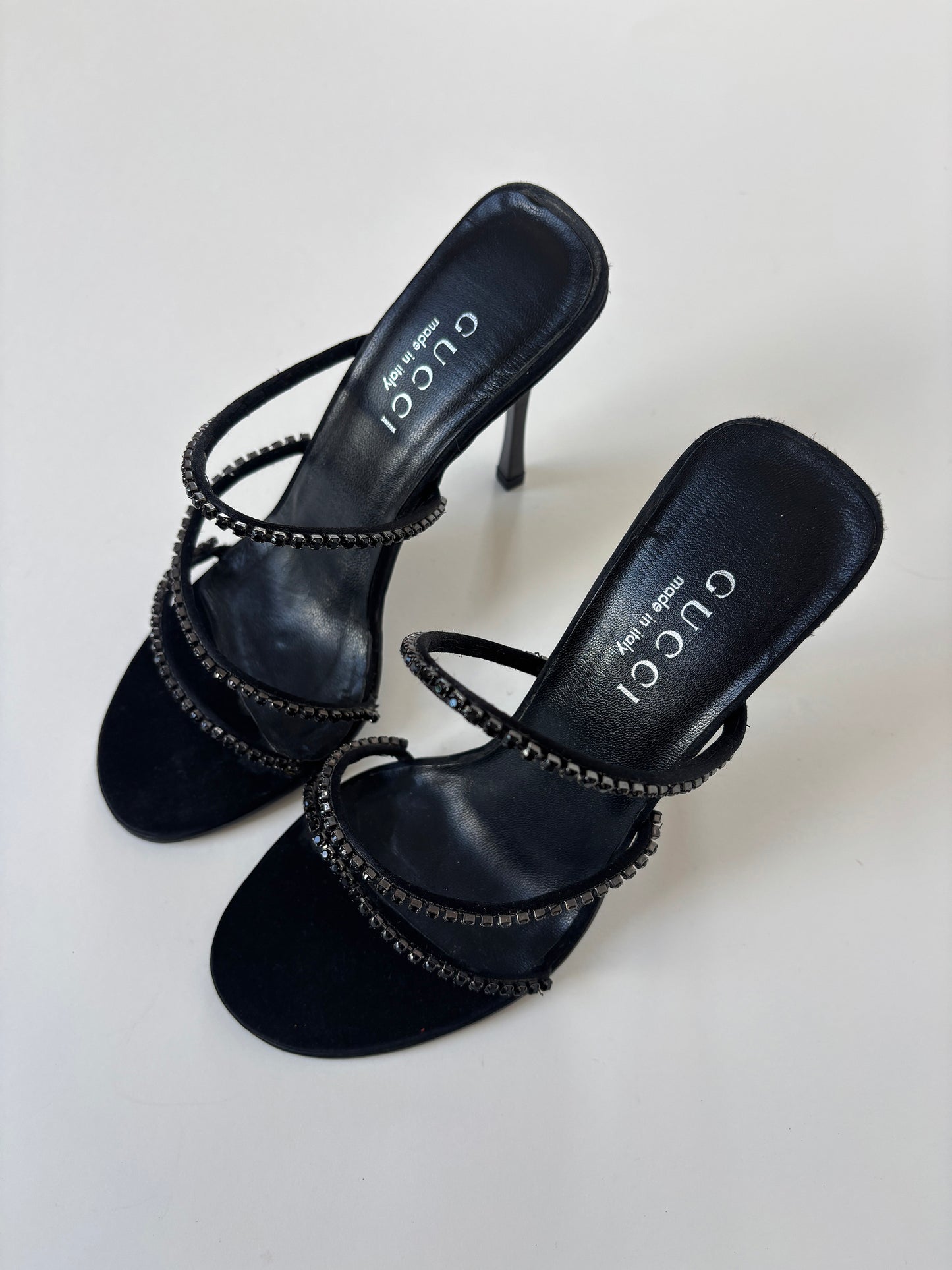 Gucci by Tom Ford 1990s black rhinestone strappy heels (EU 36 / US 5.5)
