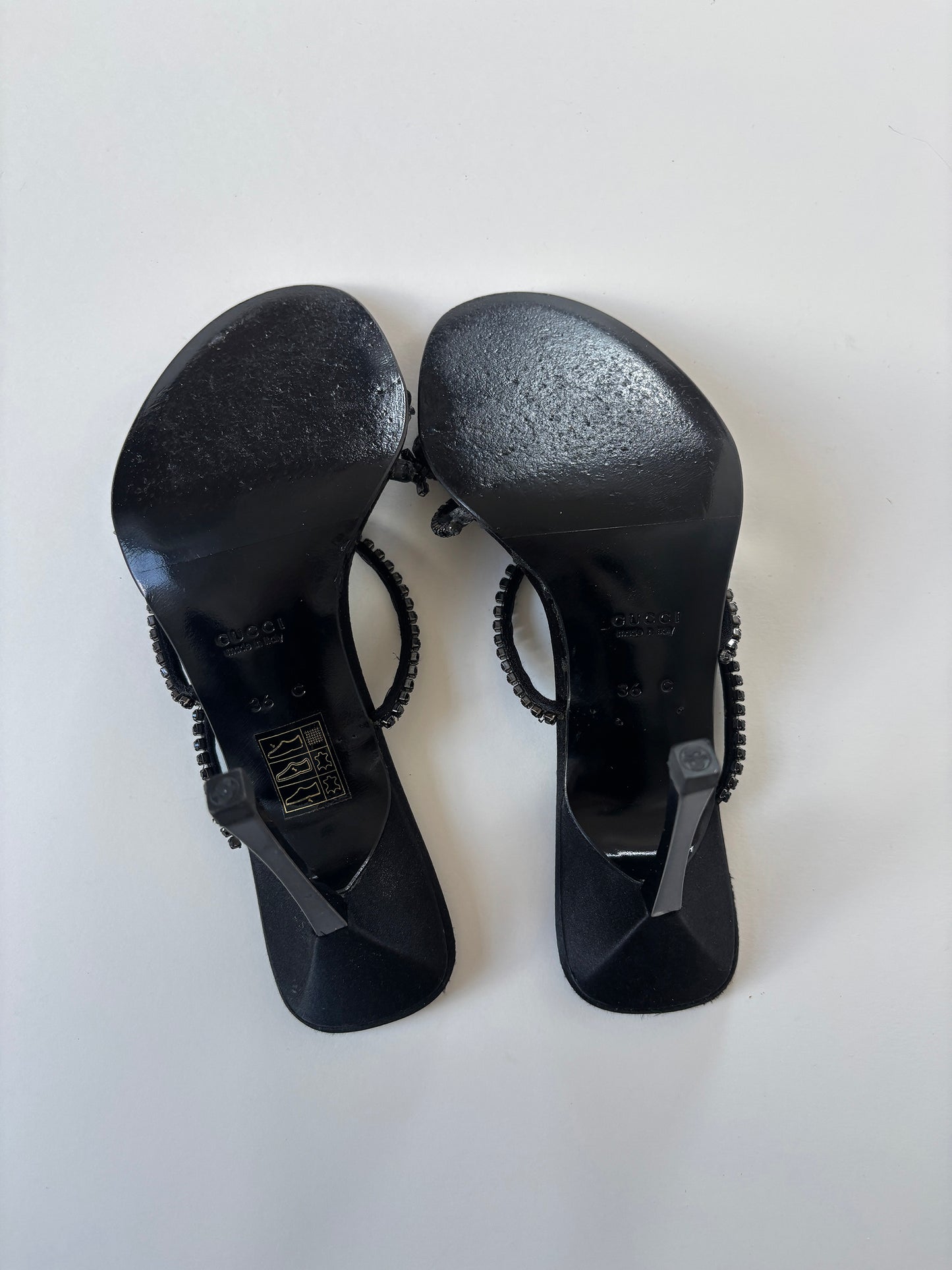 Gucci by Tom Ford 1990s black rhinestone strappy heels (EU 36 / US 5.5)