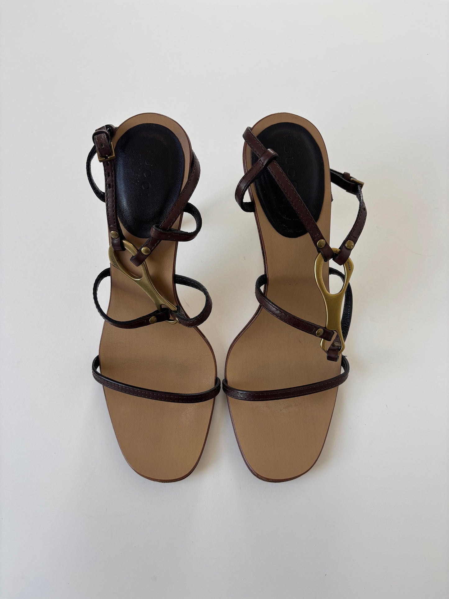 Gucci by Tom Ford 2000s beige strappy horsebit heels (EU 36,5 / US 6)