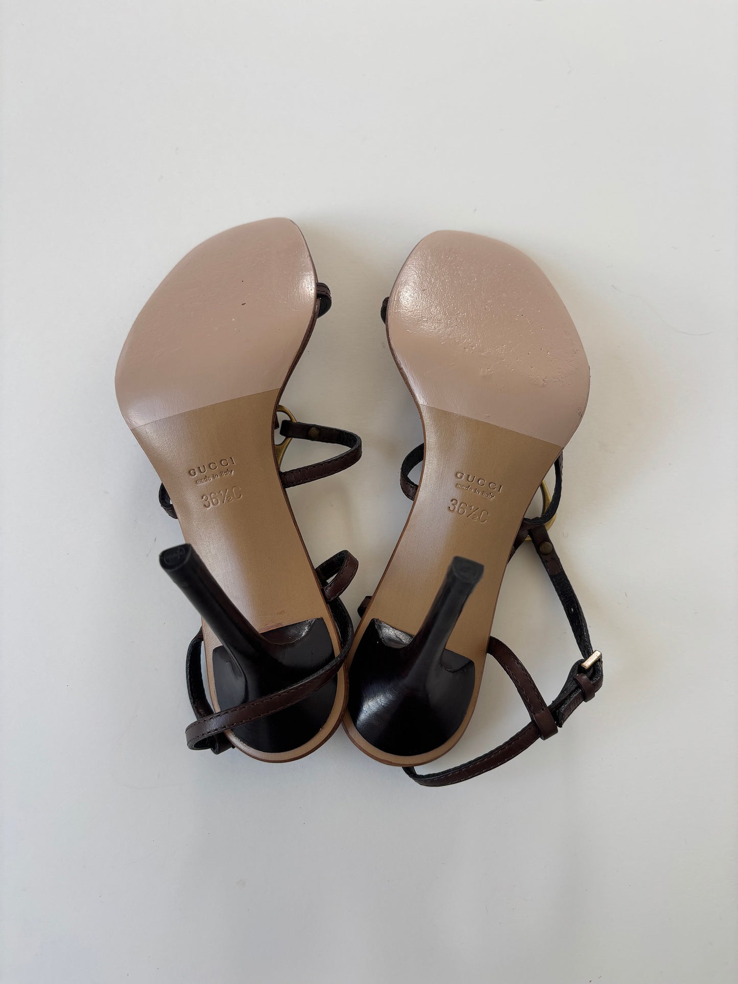 Gucci by Tom Ford 2000s beige strappy horsebit heels (EU 36,5 / US 6)
