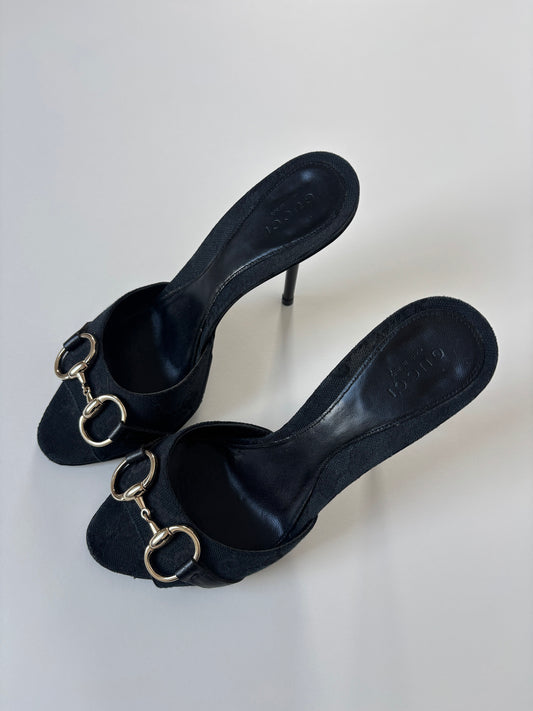 Gucci by Tom Ford 2000s black monogram horsebit heels (EU 36,5 / US 6)