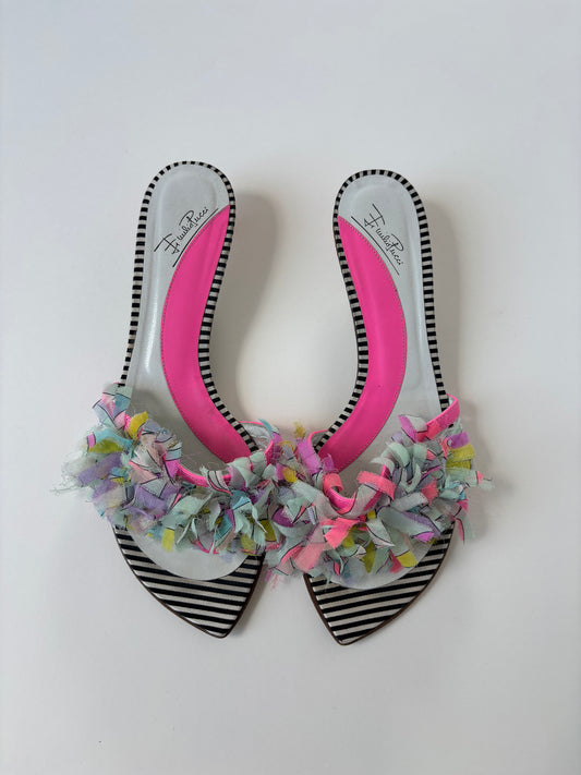Emilio Pucci 2000s pink ruffle thong kitten heels  (EU 40 / US 9.5)