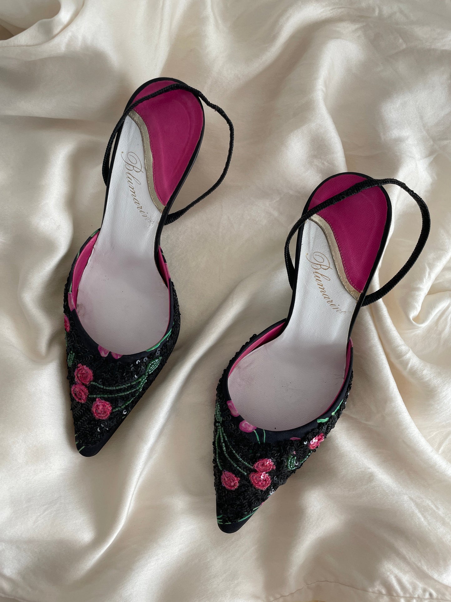 Blumarine sling back kitten heels