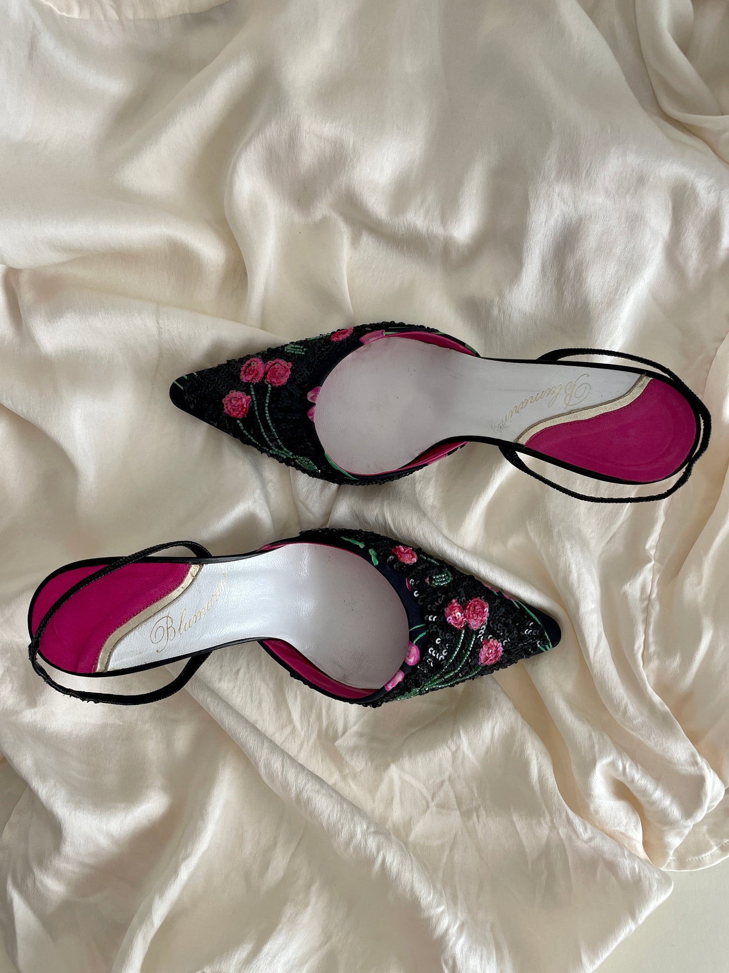 Blumarine sling back kitten heels