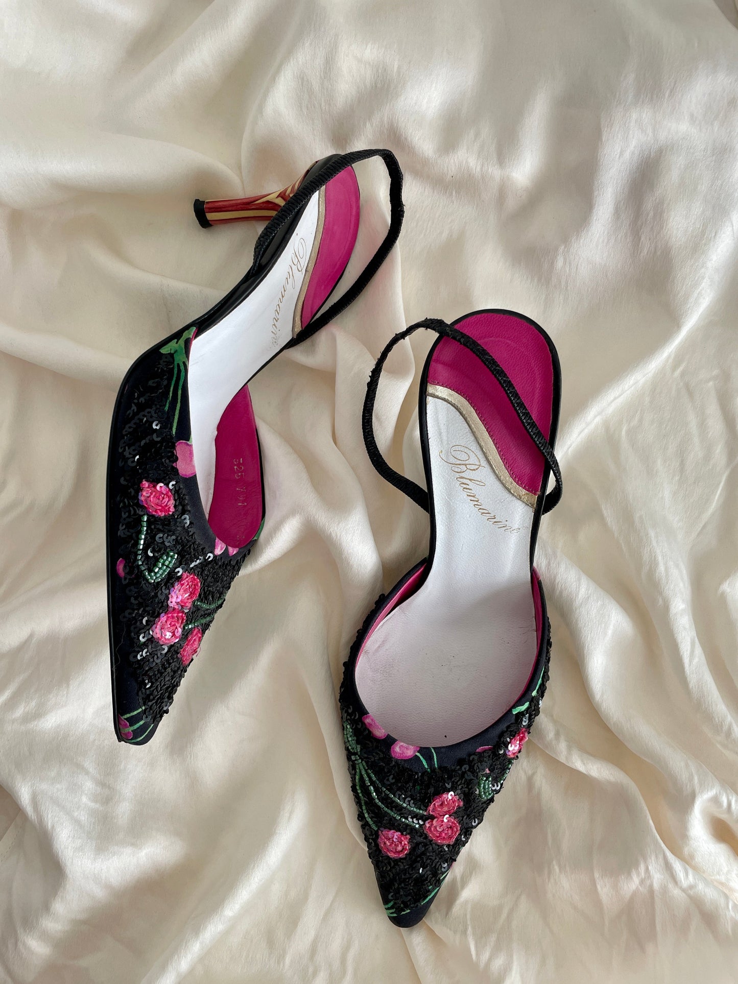 Blumarine sling back kitten heels