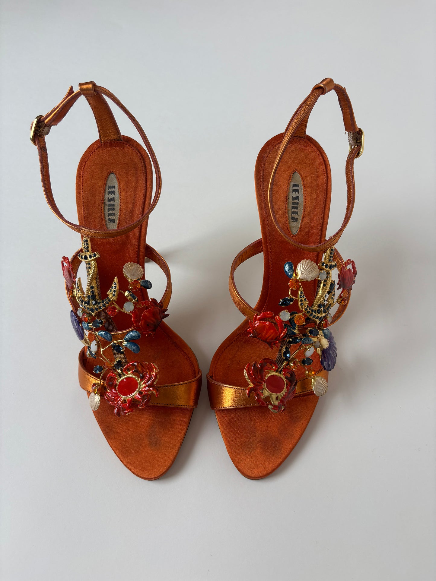 LE SILLA 2000s tangerine silk jewelry crab jewelry heels  (EU 36 / US 5.5)