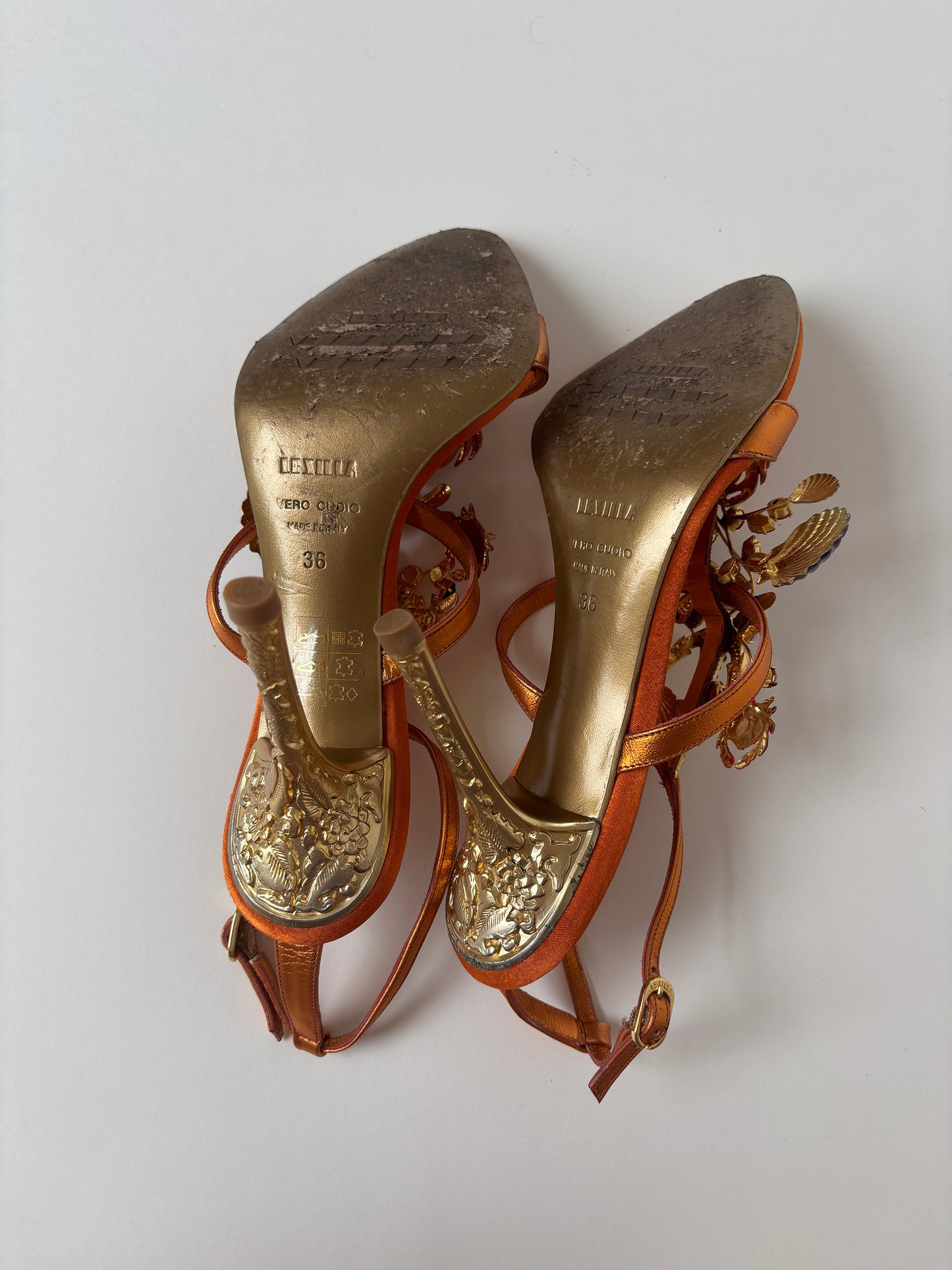 LE SILLA 2000s tangerine silk jewelry crab jewelry heels  (EU 36 / US 5.5)
