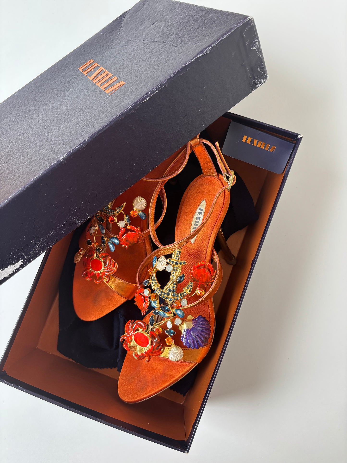 LE SILLA 2000s tangerine silk jewelry crab jewelry heels  (EU 36 / US 5.5)