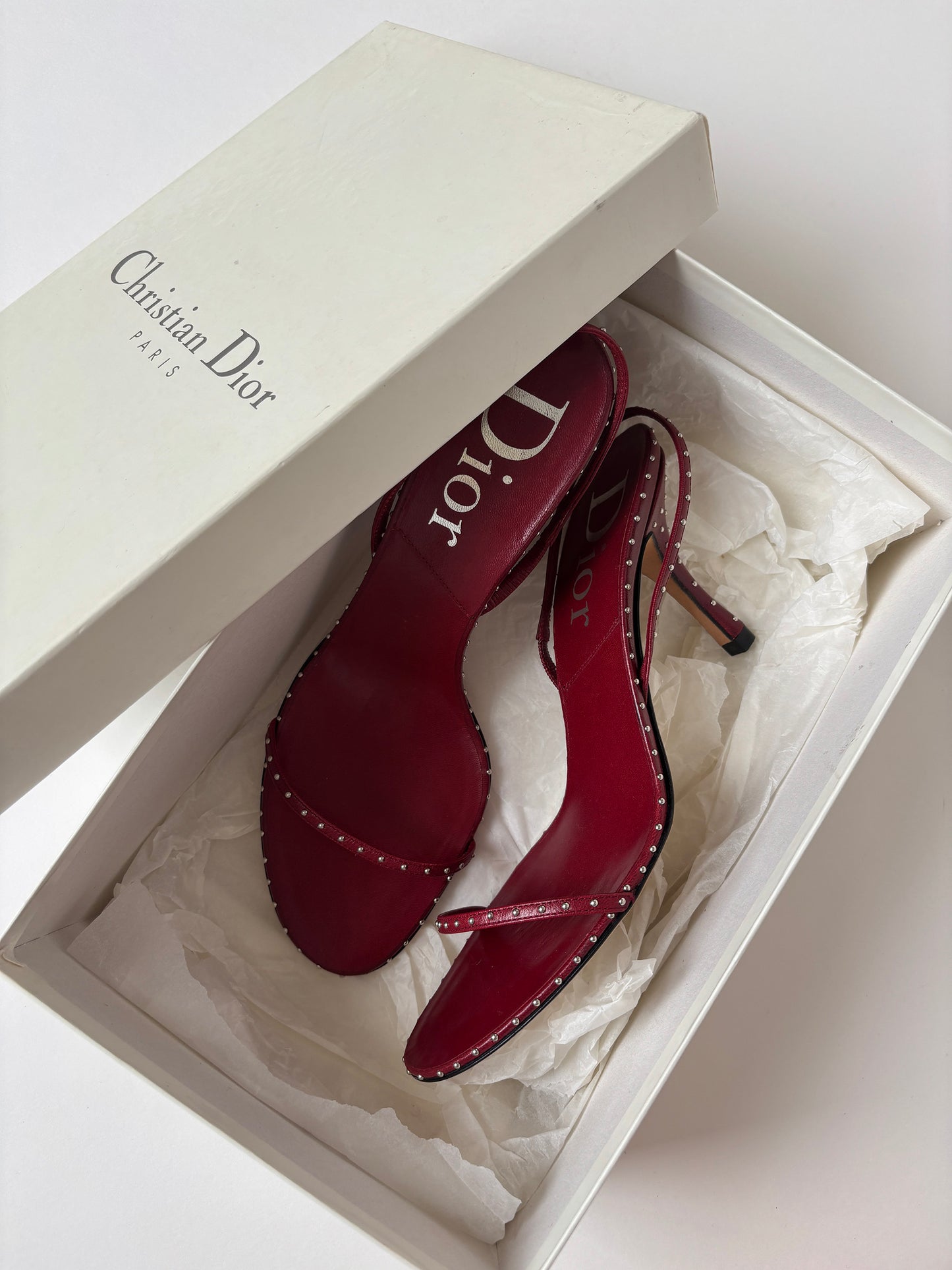 Christian Dior by John Galliano 2000s cherry red studs heels (EU 37,5 / US 7)