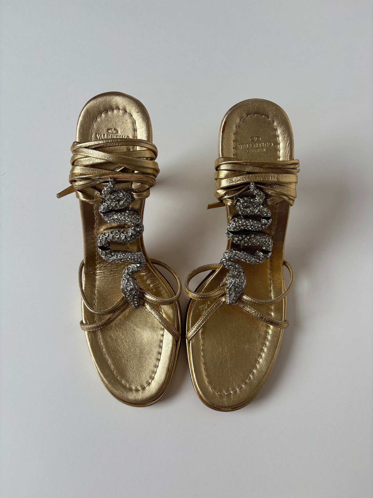 Valentino Garavani 2000s golden jewelry snake heels UNWORN (EU 37 / US 6.5)
