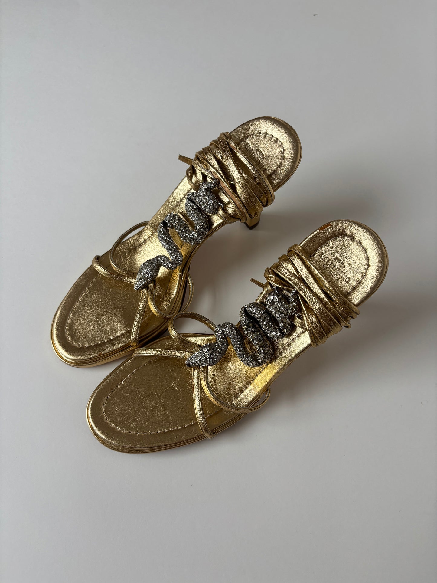 Valentino Garavani 2000s golden jewelry snake heels UNWORN (EU 37 / US 6.5)