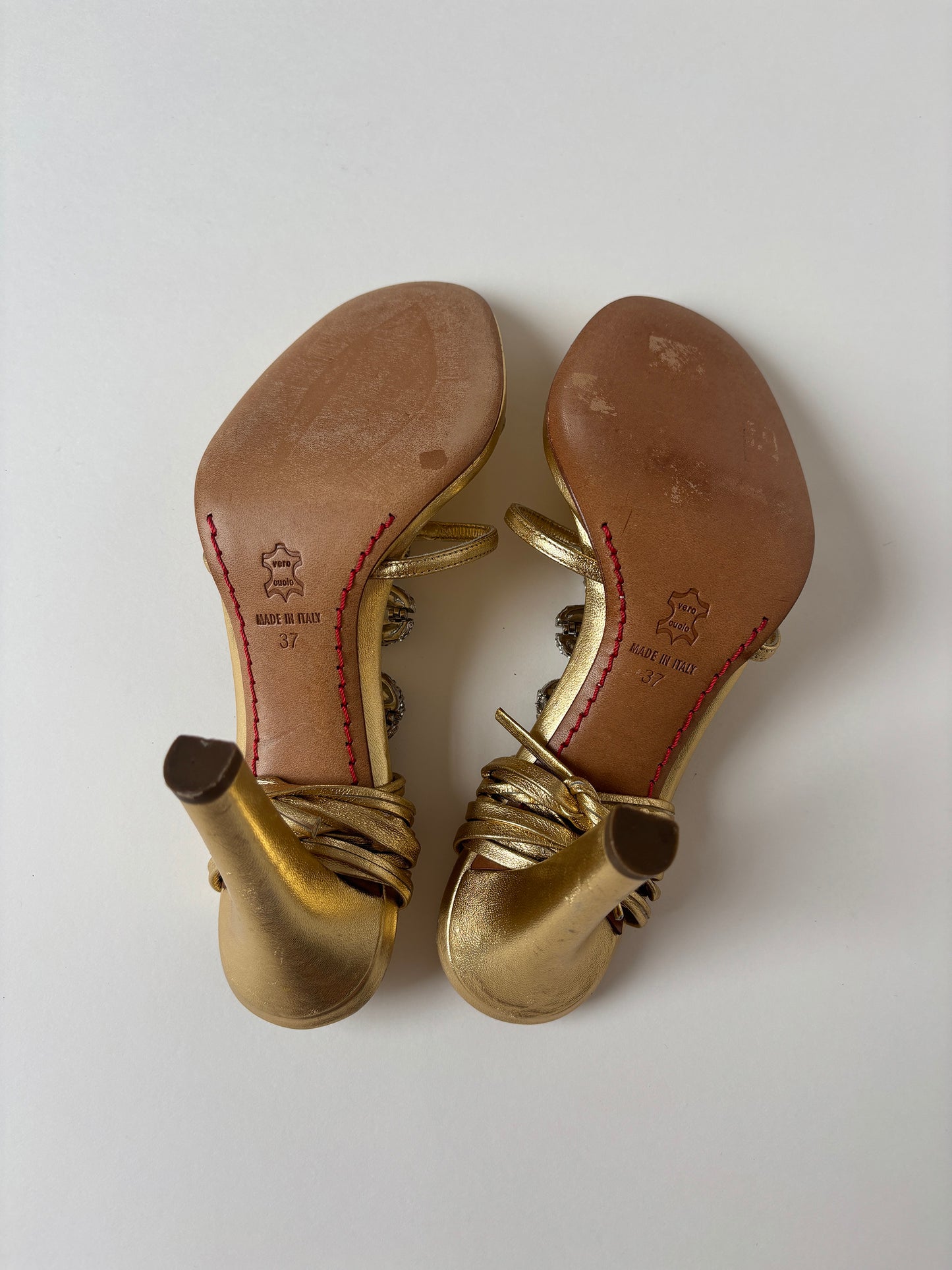 Valentino Garavani 2000s golden jewelry snake heels UNWORN (EU 37 / US 6.5)