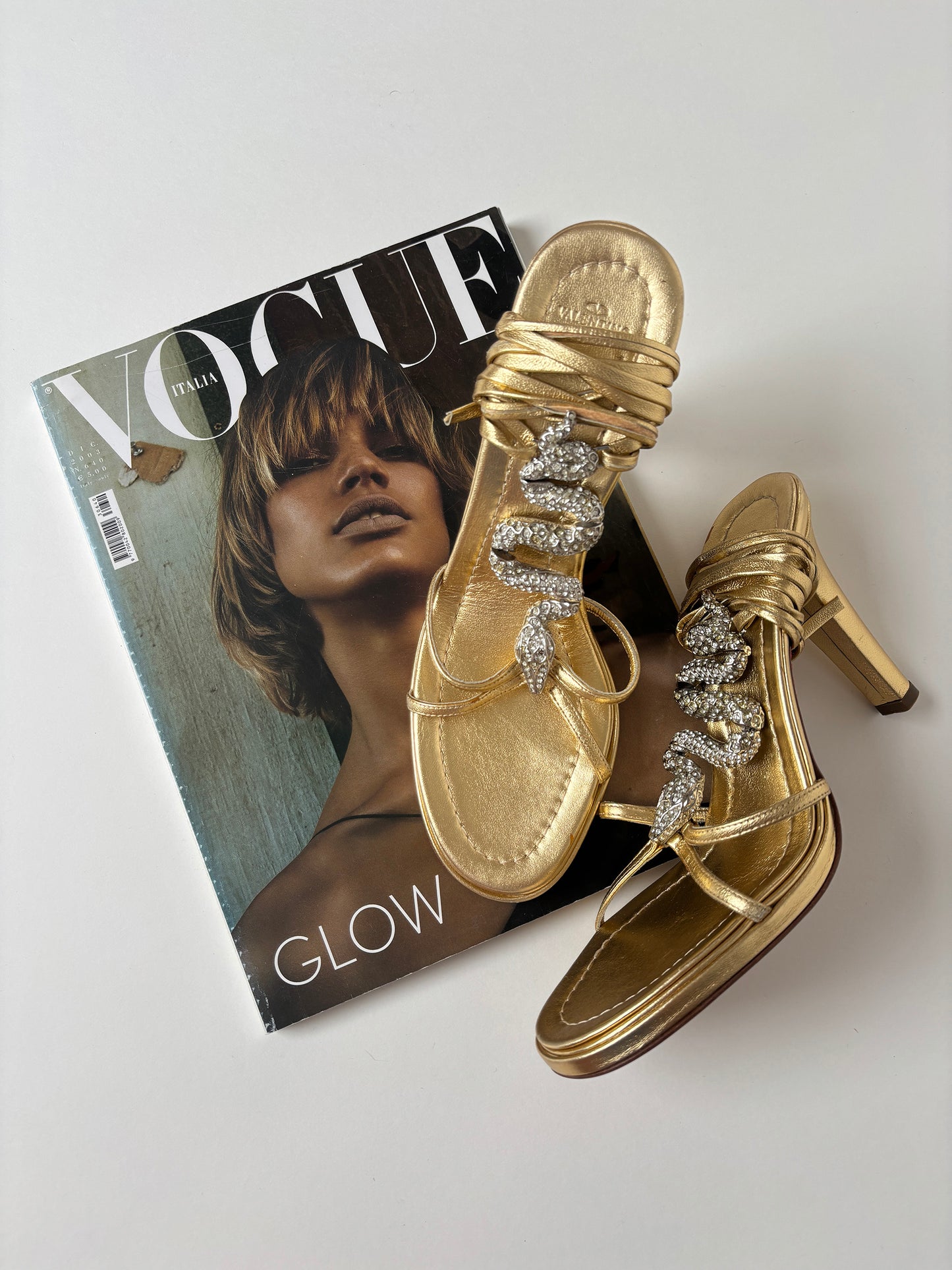 Valentino Garavani 2000s golden jewelry snake heels UNWORN (EU 37 / US 6.5)