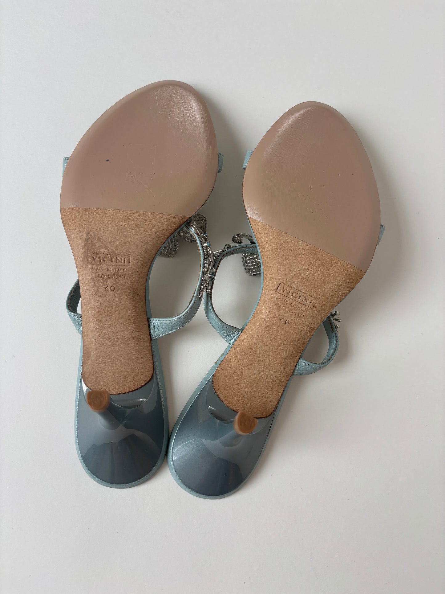 VICINI by Guiseppe Zanotti baby blue jewelry pearl heels (EU 40/ US 9.5)