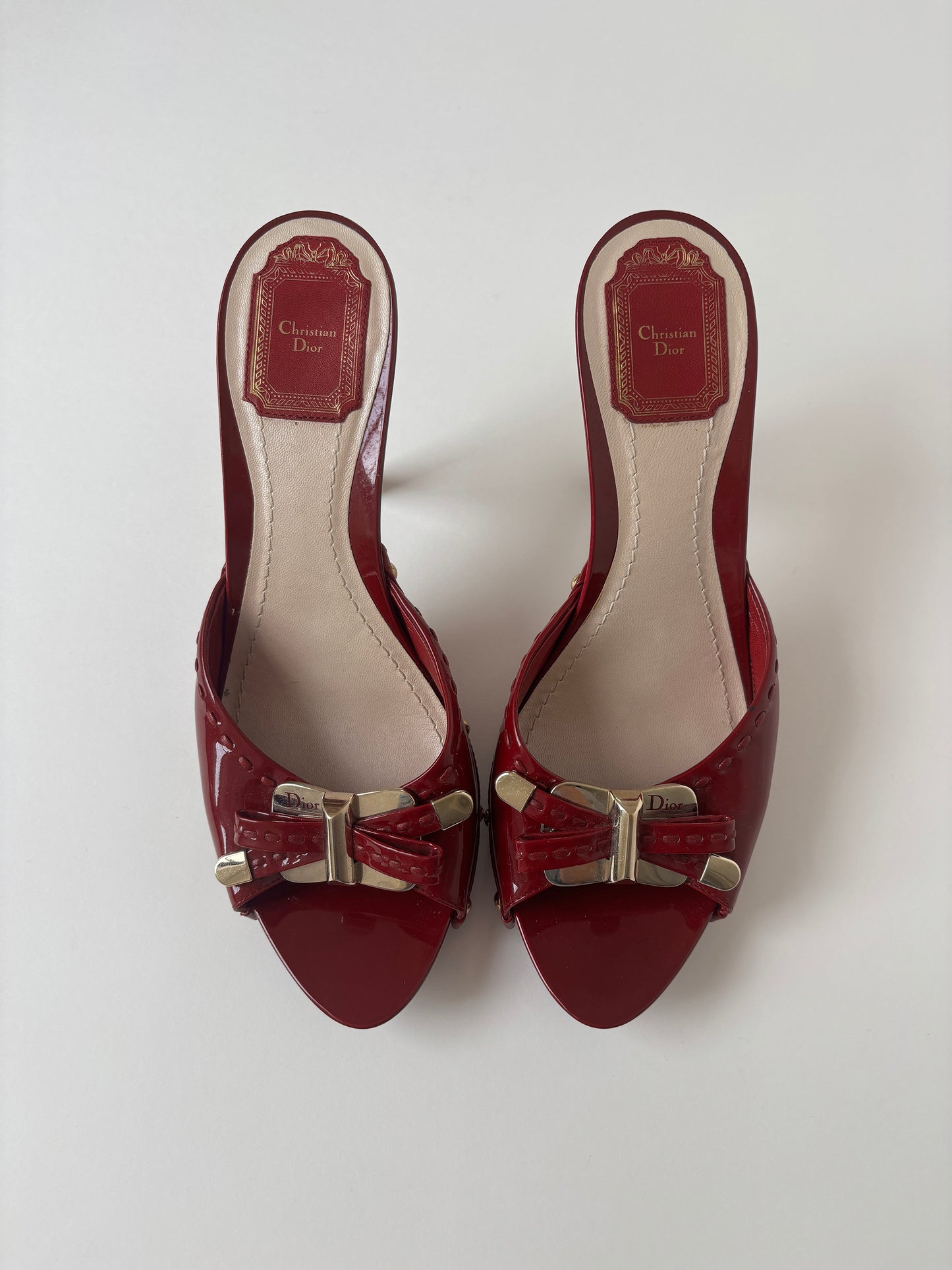 Christian Dior 2000s by John Galliano cherry red patent leather bow platform heels (EU 40,5 / US 10)