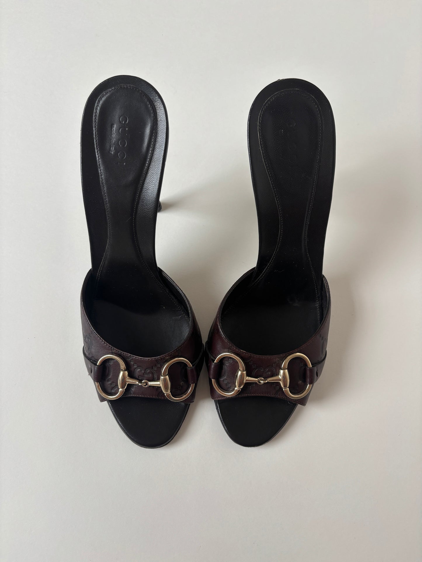 Gucci by Tom Ford 2000s dark brown horsebit monogram sandals (EU 39,5 / US 9)