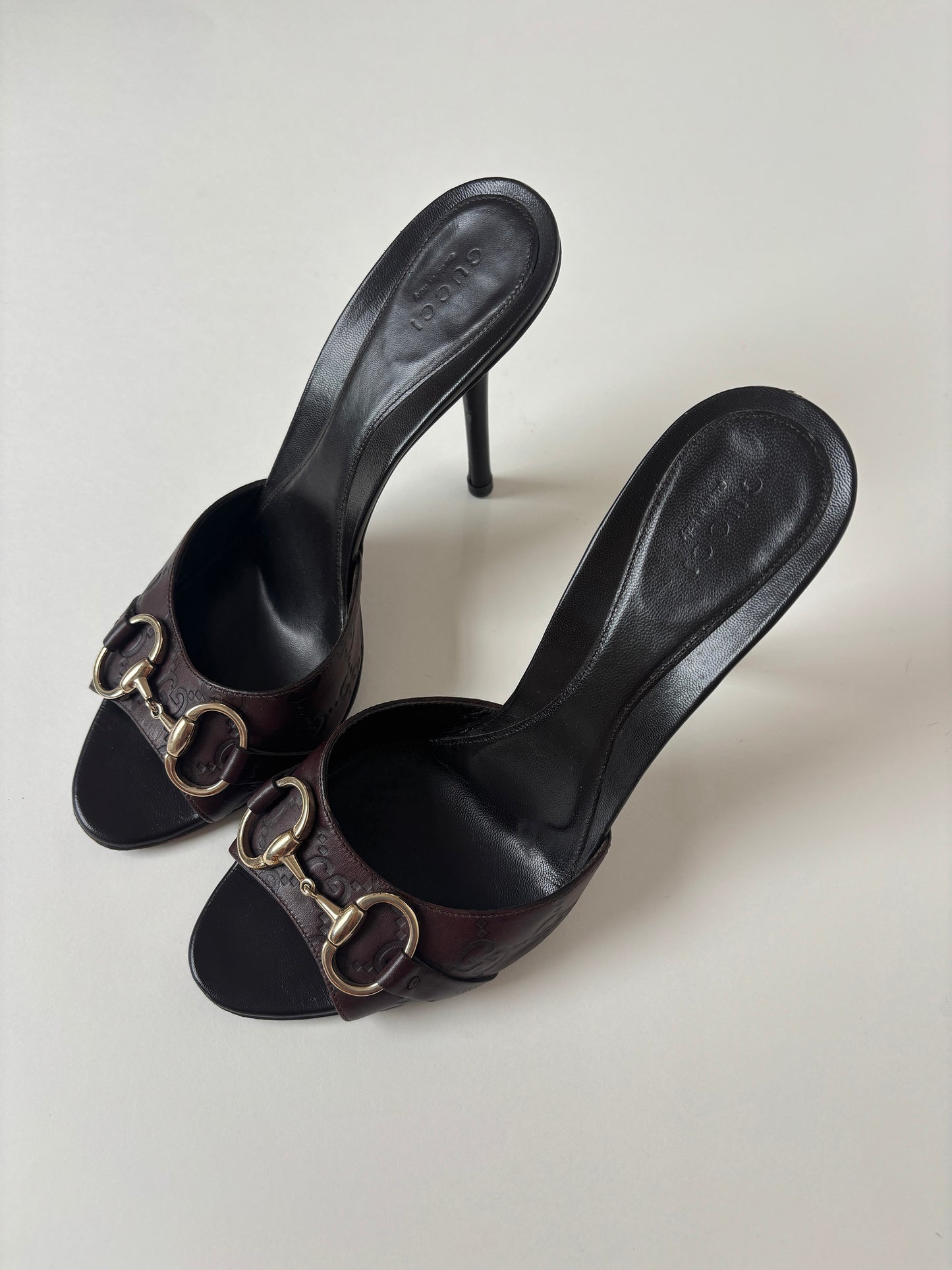 Gucci by Tom Ford 2000s dark brown horsebit monogram sandals (EU 39,5 / US 9)