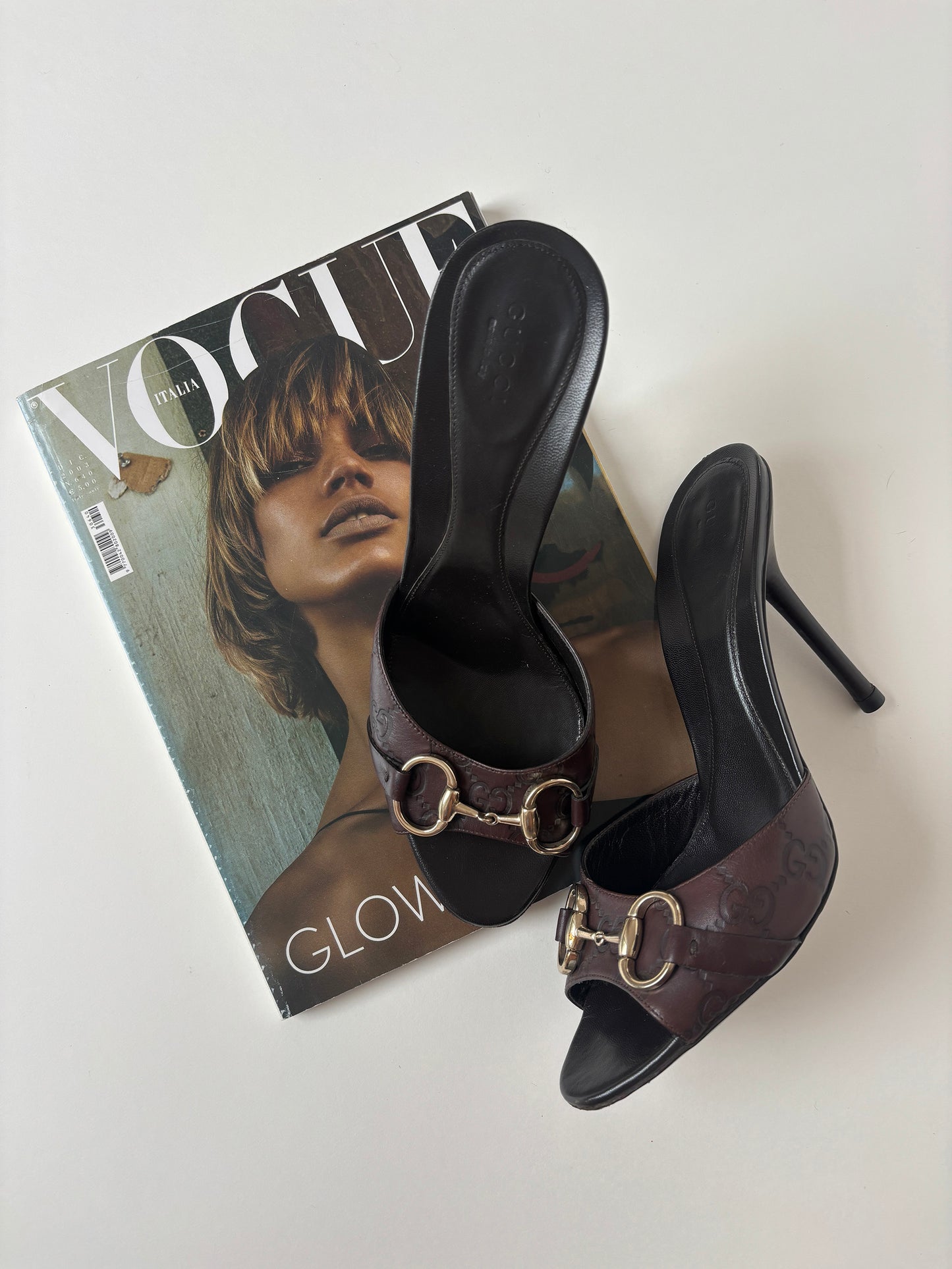 Gucci by Tom Ford 2000s dark brown horsebit monogram sandals (EU 39,5 / US 9)