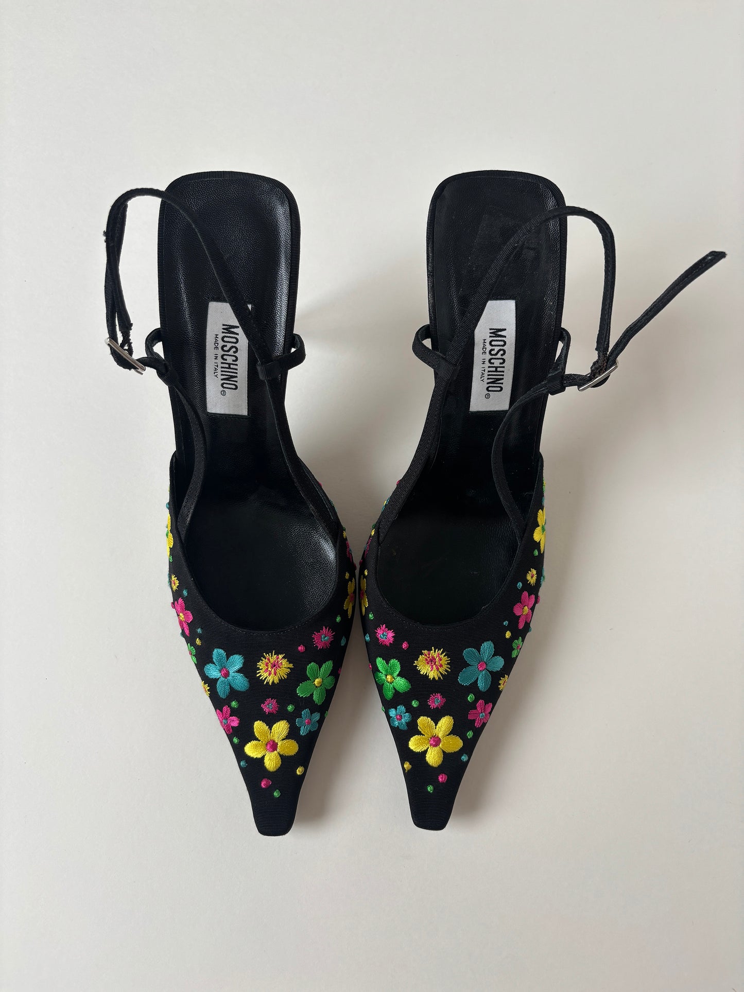 Moschino 2000s floral embroidery slingback pumps UNWORN (EU 38,5 / US 8)