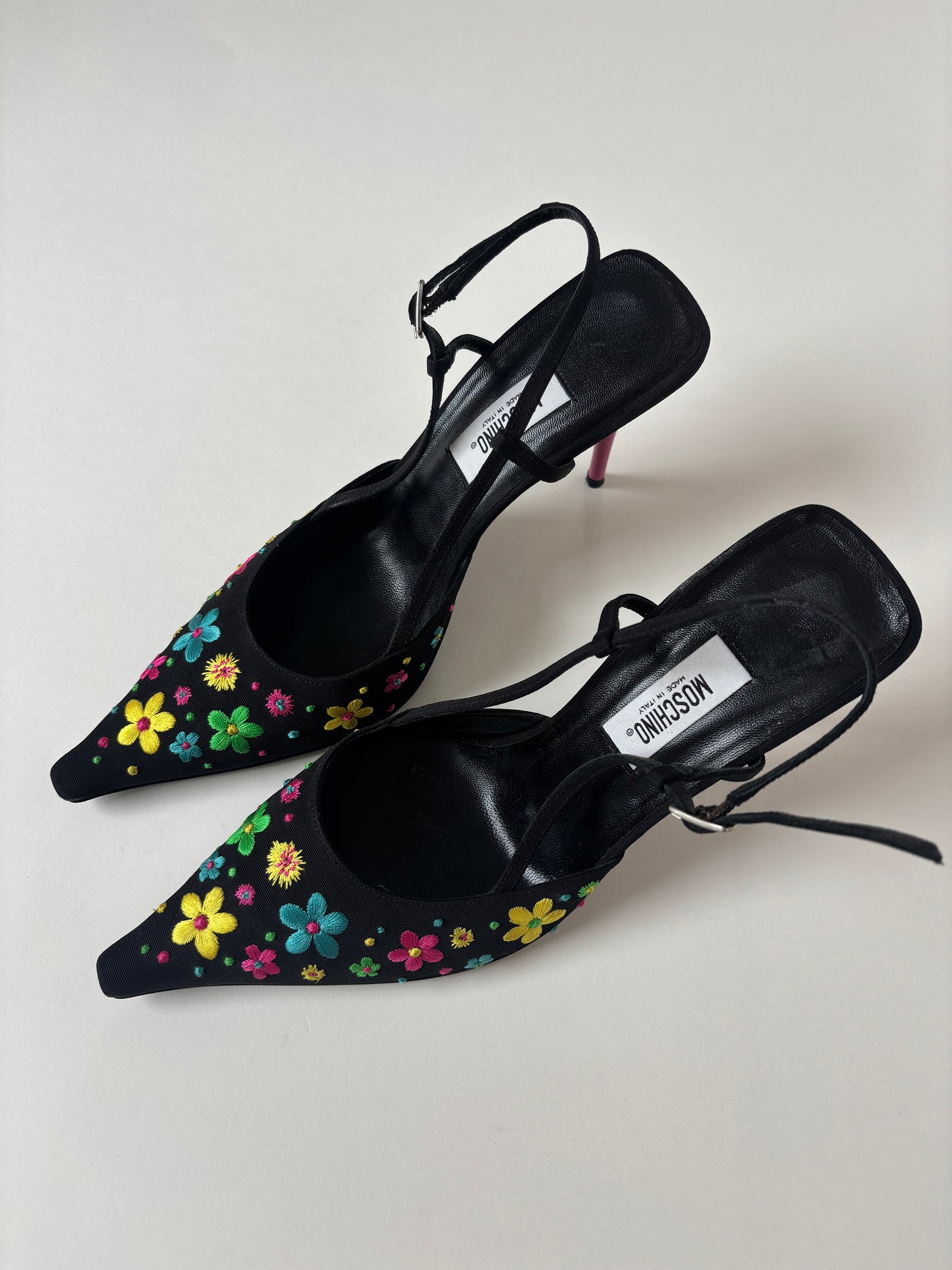 Moschino 2000s floral embroidery slingback pumps UNWORN (EU 38,5 / US 8)