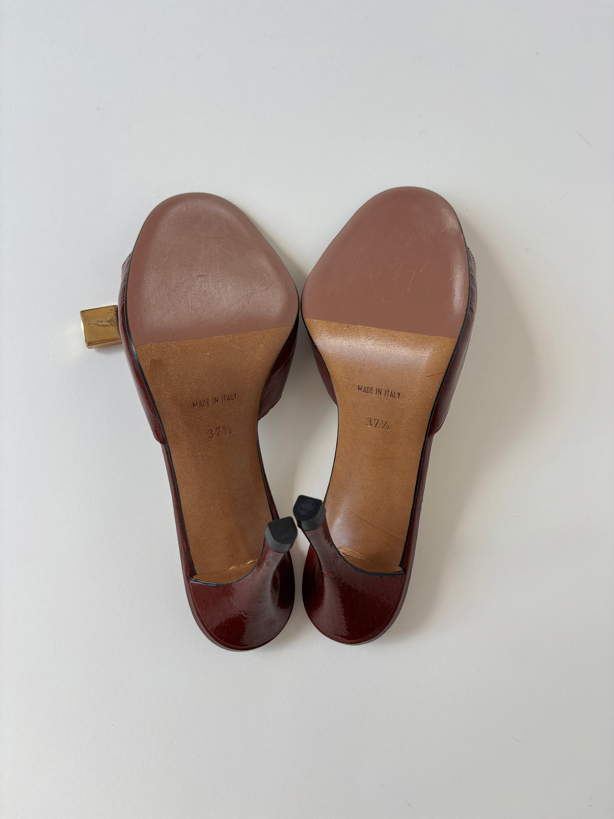 Christian Dior by John Galliano 2000s iconic cherry red monogram patent lock key heels (EU 37,5 / US 7)