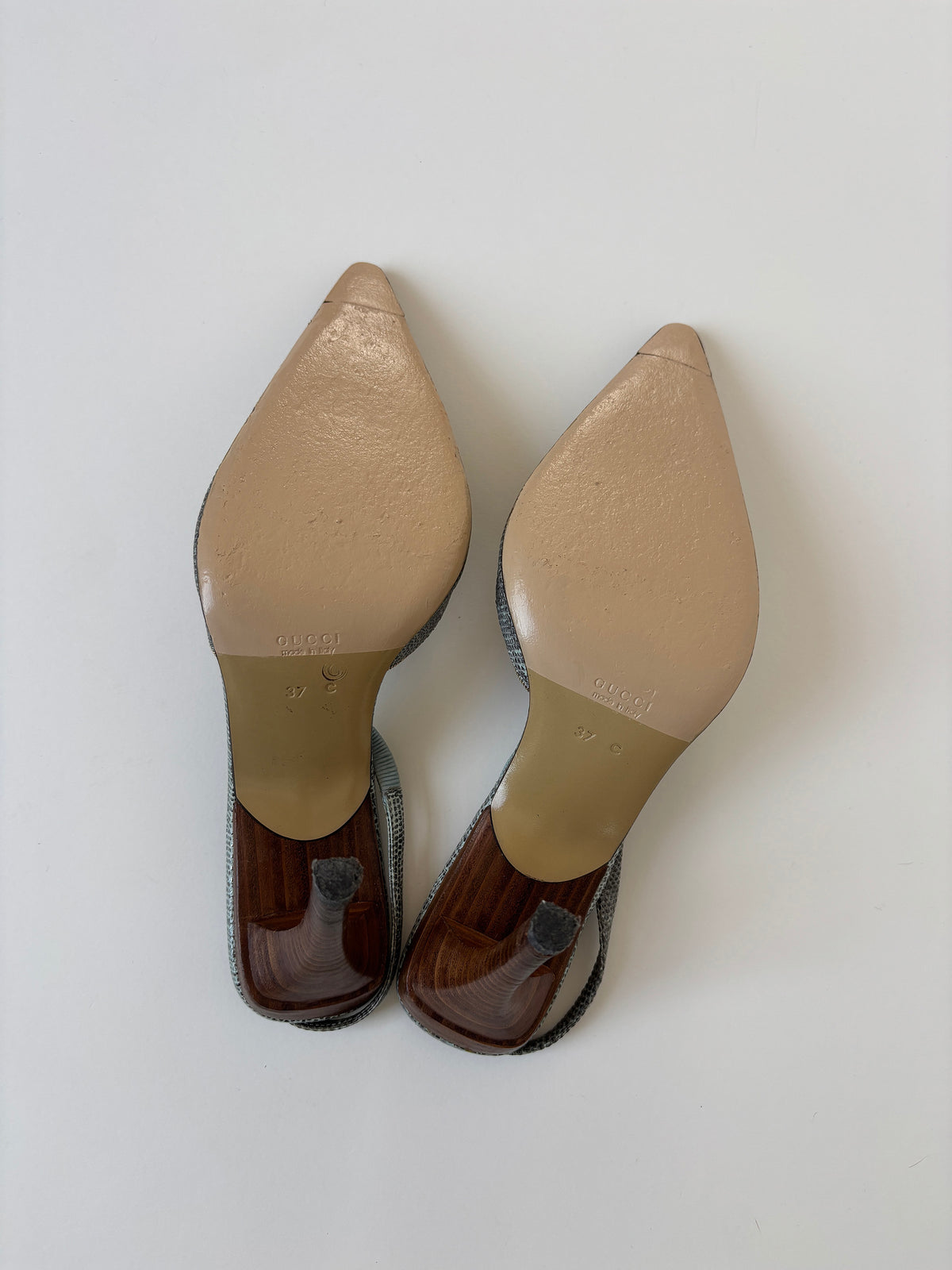 Gucci by Tom Ford 1990s mint lizard sling back heels (EU 37 / US 6.5)