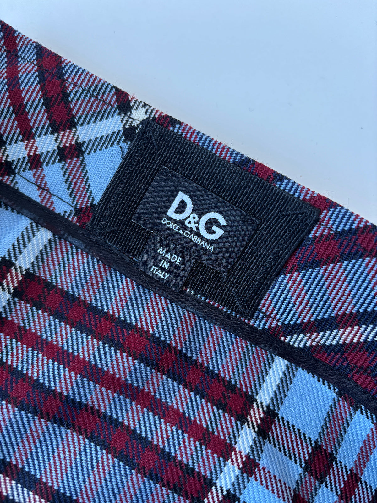 Dolce & Gabbana 2000s burgundy checkered wool mini skirt | Size S-M
